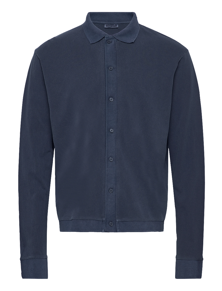 Weekday - Tennis Long Sleeve Pique - freizeithemden - dark navy - 0