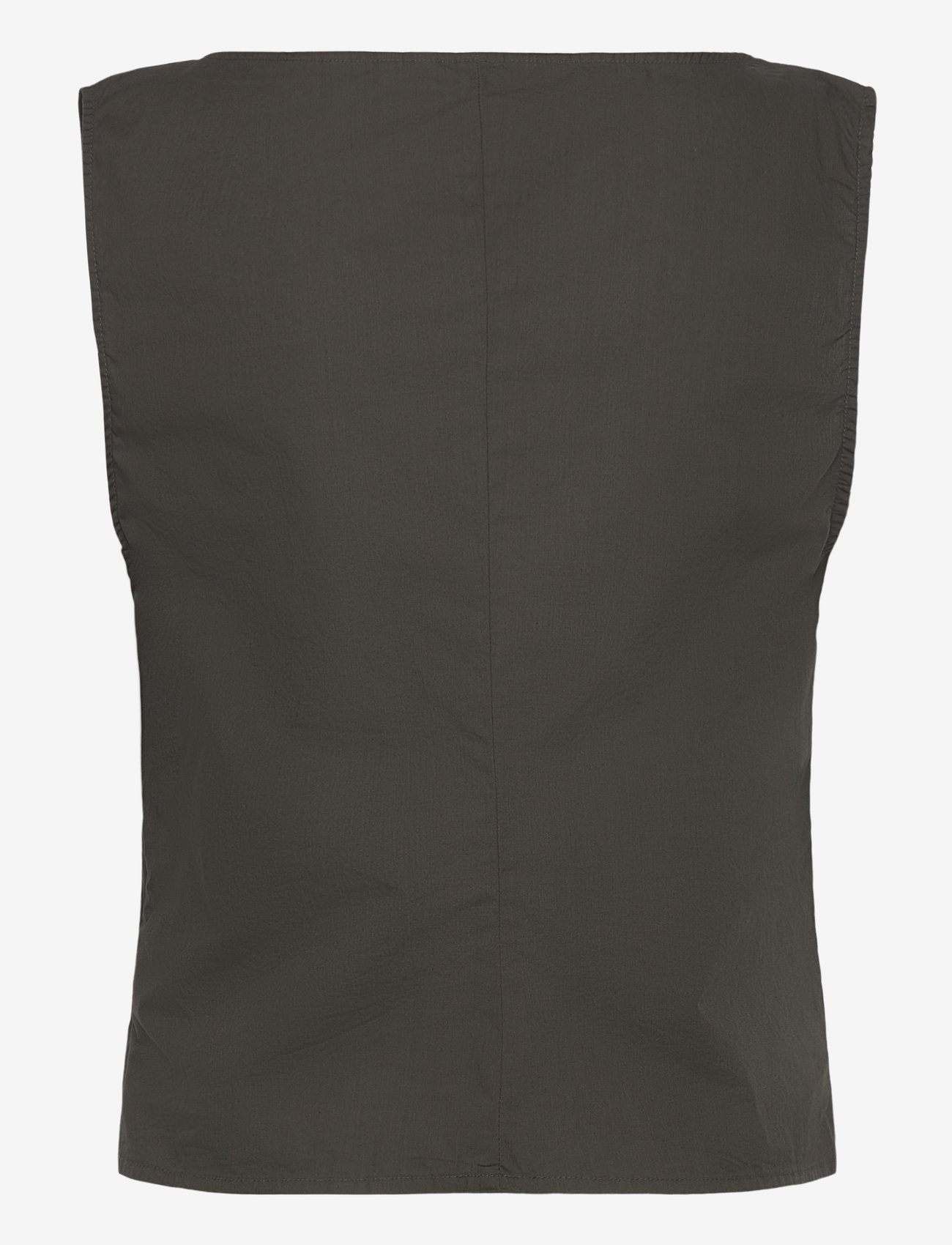 Weekday - Sleeveless V-Neck Cotton Poplin Top - Ærmeløse bluser - grey dark - 1