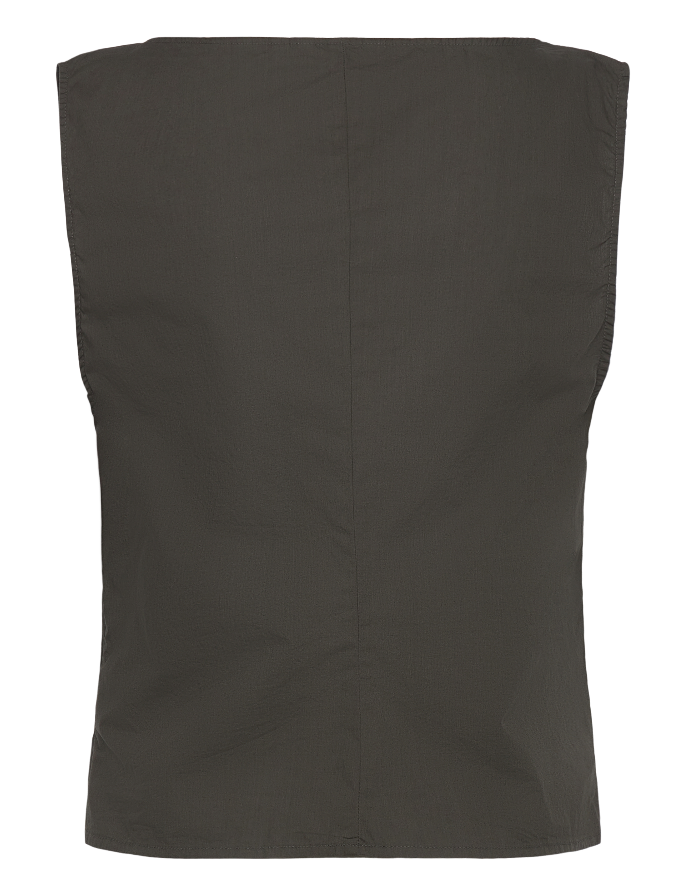 Weekday - Sleeveless V-Neck Cotton Poplin Top - Ärmellose blusen - grey dark - 1