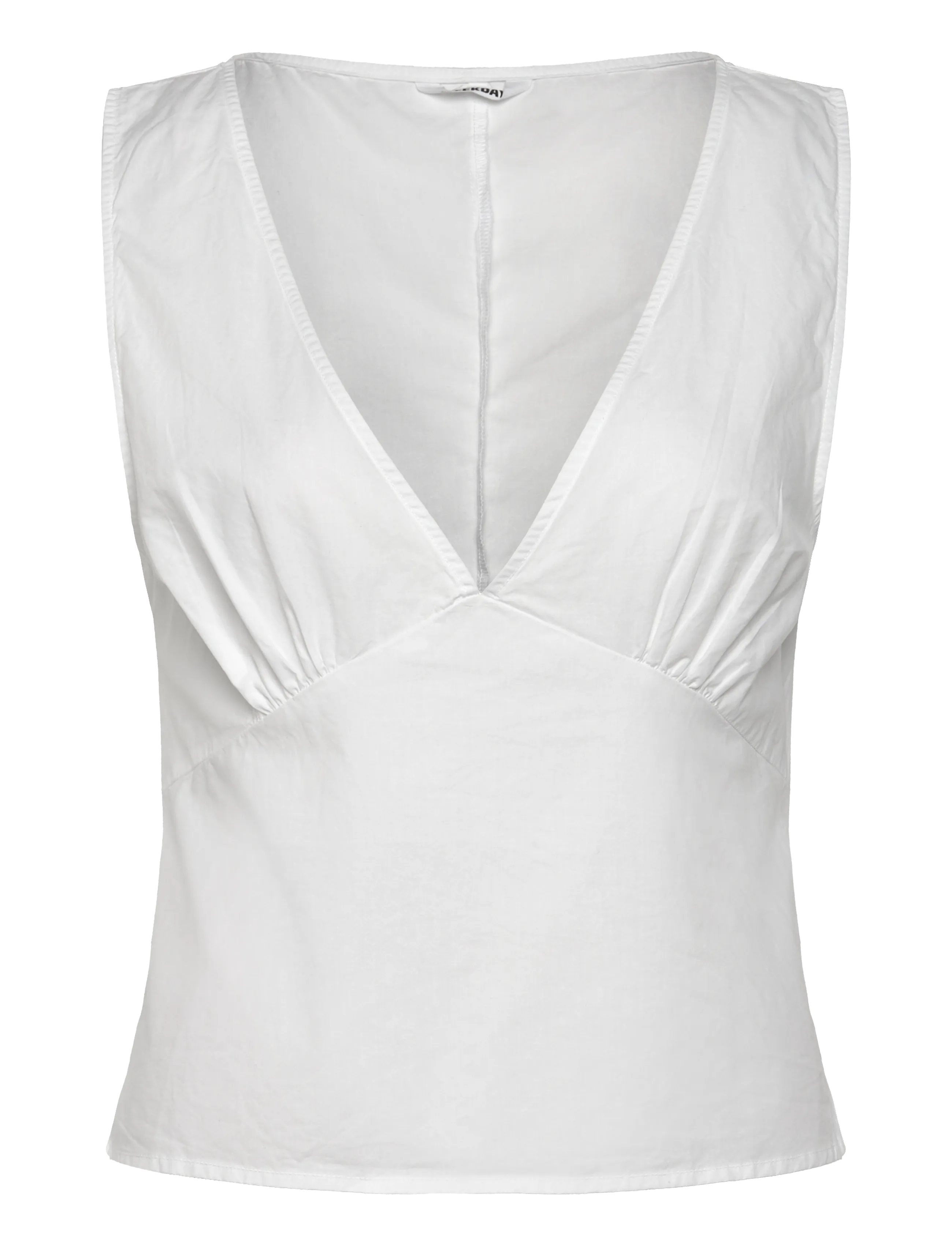 Weekday Sleeveless V-Neck Cotton Poplin Top - Blusen - WHITE / white