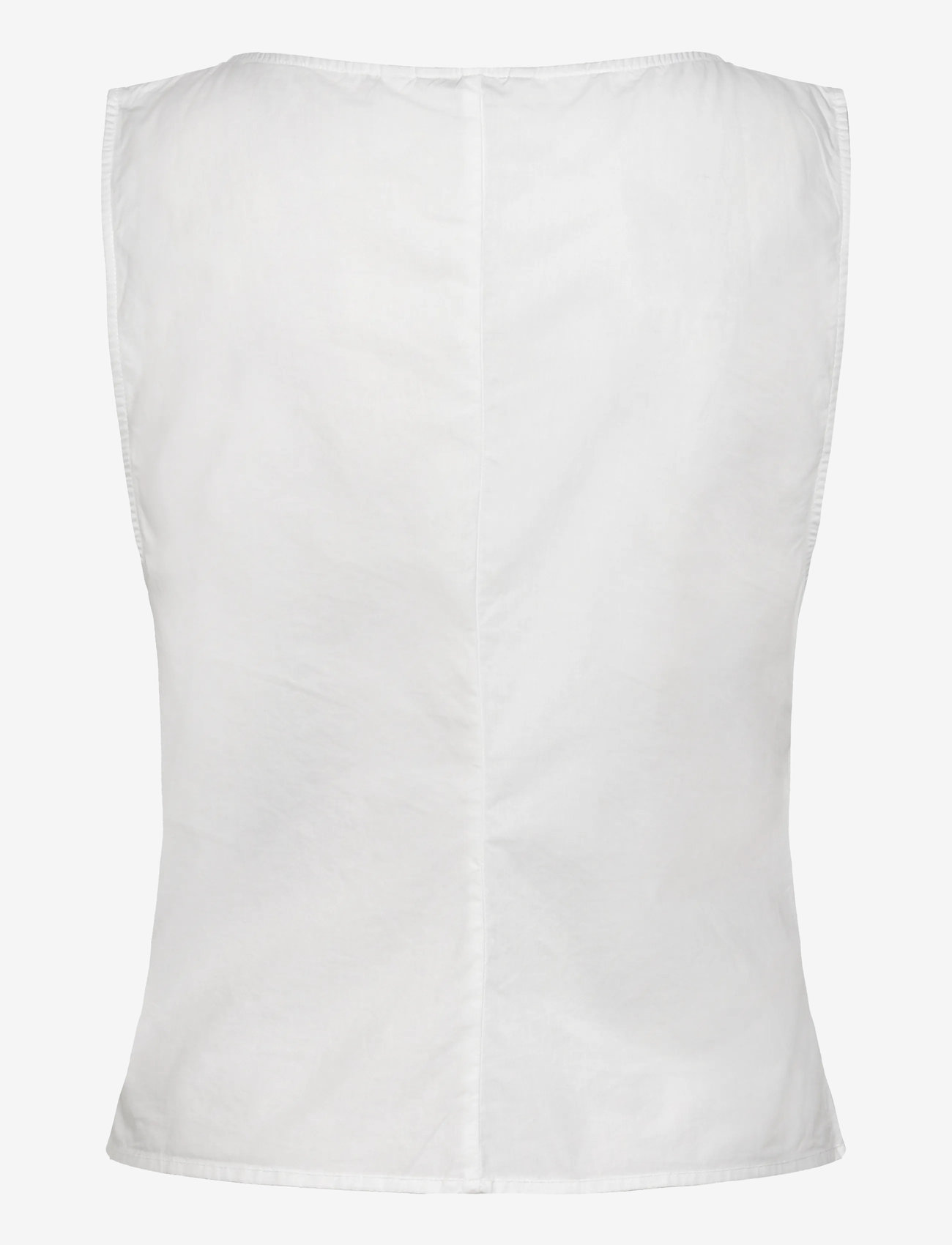 Weekday - Sleeveless V-Neck Cotton Poplin Top - ermalausar blússur - white - 1