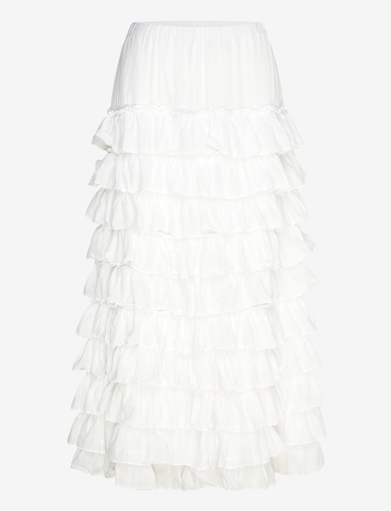 Weekday - Frilled Maxi Skirt - maxi röcke - white - 0