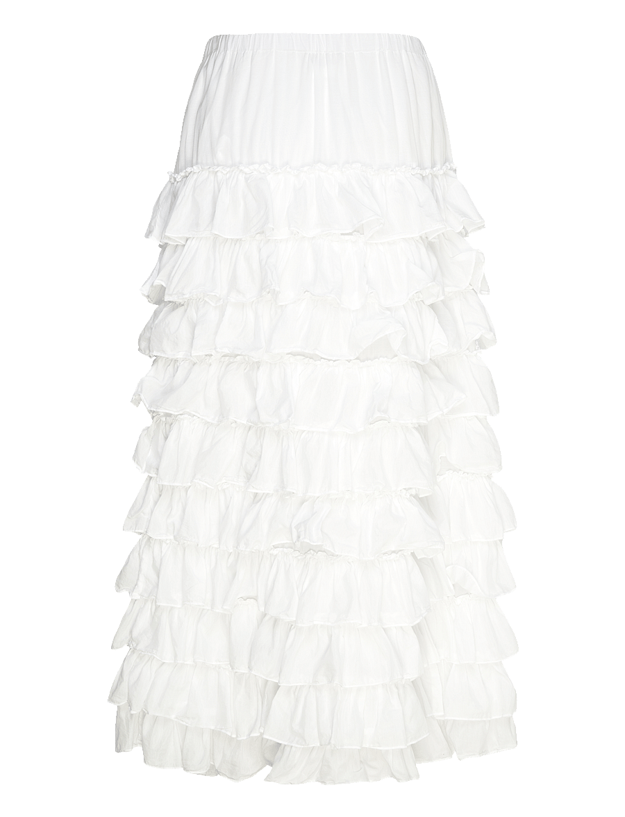 Weekday - Frilled Maxi Skirt - maxikjolar - white - 1