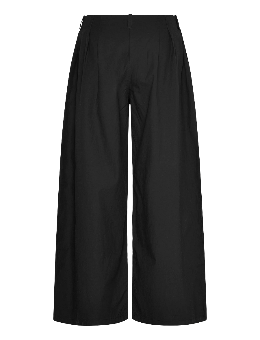 Weekday - Low Rise Wide Leg Pleated Trousers - vida byxor - black - 1