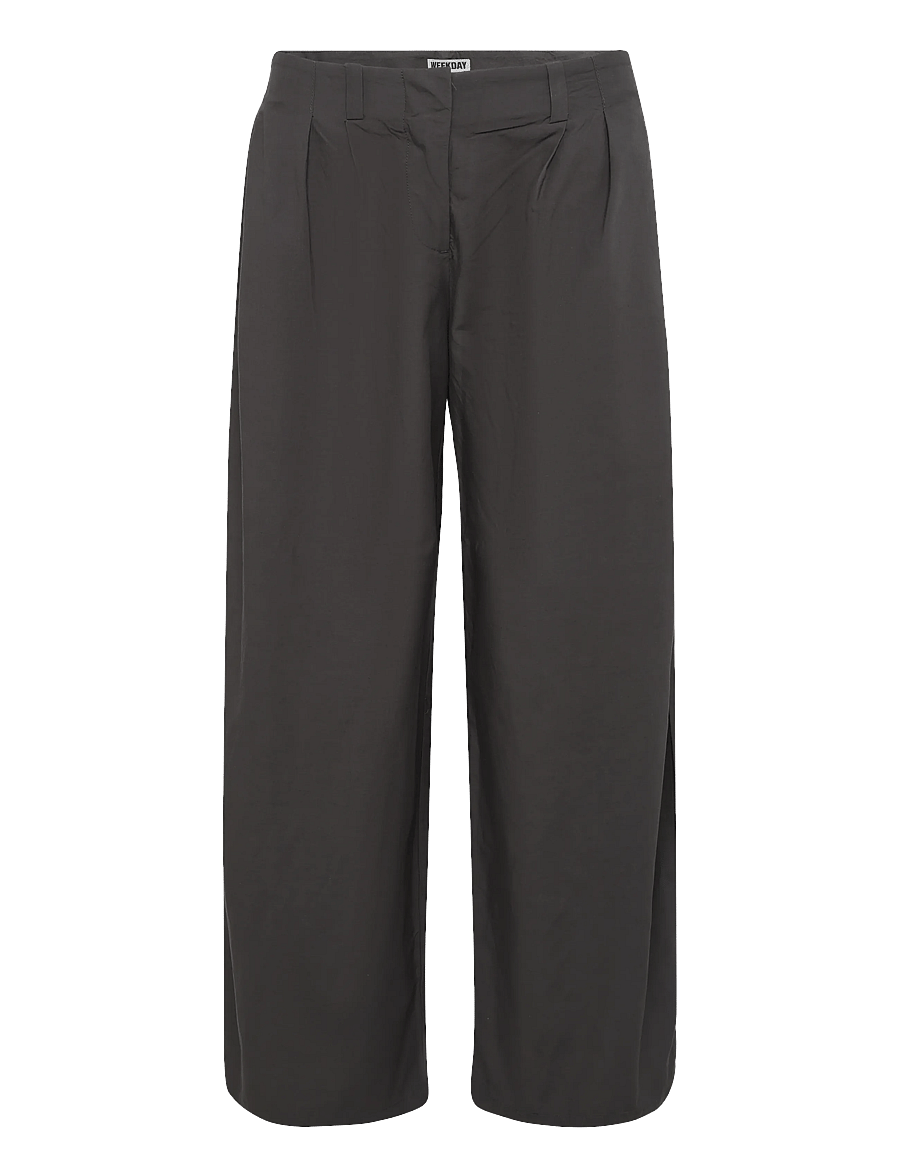 Weekday - Low Rise Wide Leg Pleated Trousers - hosen mit weitem bein - dark grey - 0