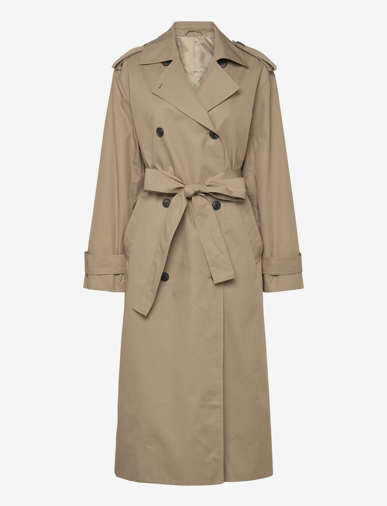 Weekday - Oversized Double-Breasted Canvas Trench Coat - trenchcoats - beige - 0