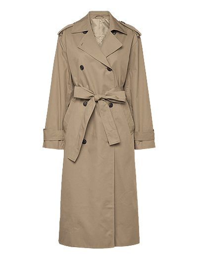 Oversized Double-Breasted Canvas Trench Coat - Trenchcoats