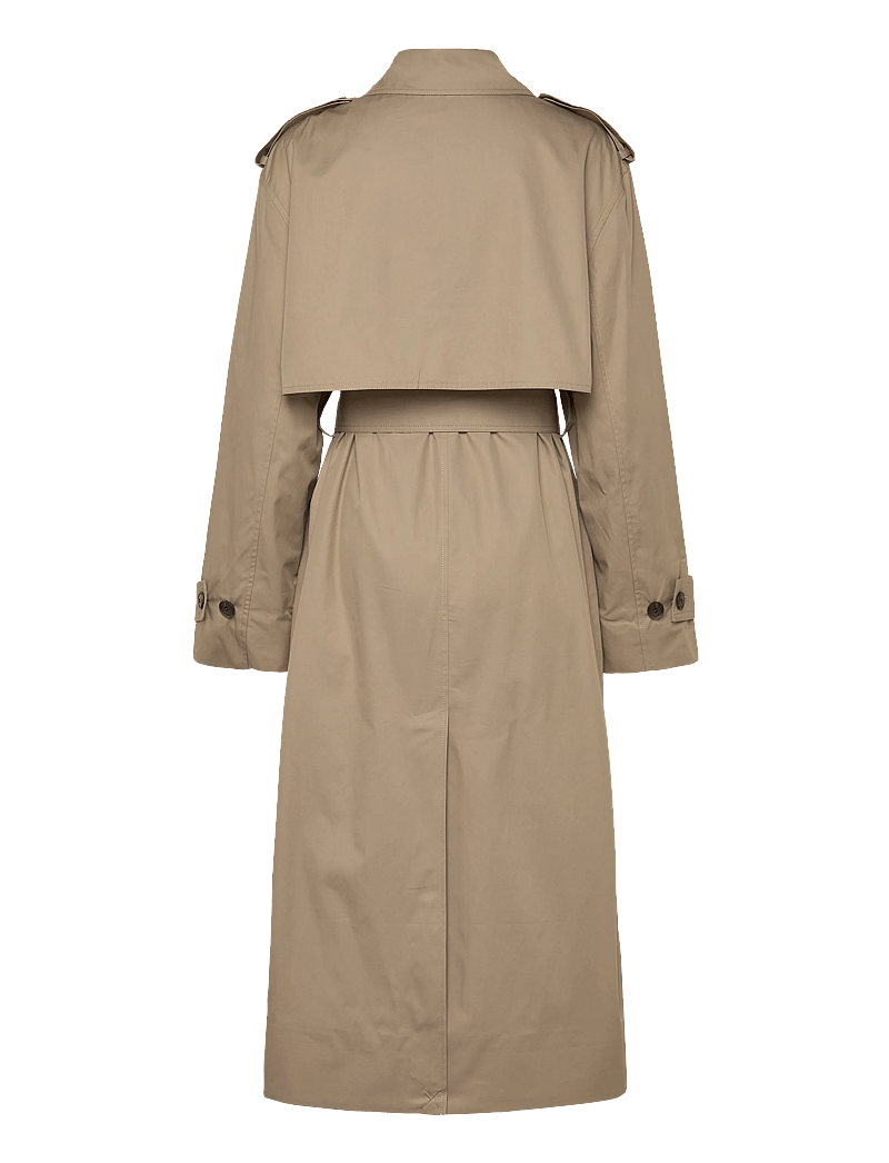 Weekday - Oversized Double-Breasted Canvas Trench Coat - trenchcoats - beige - 1