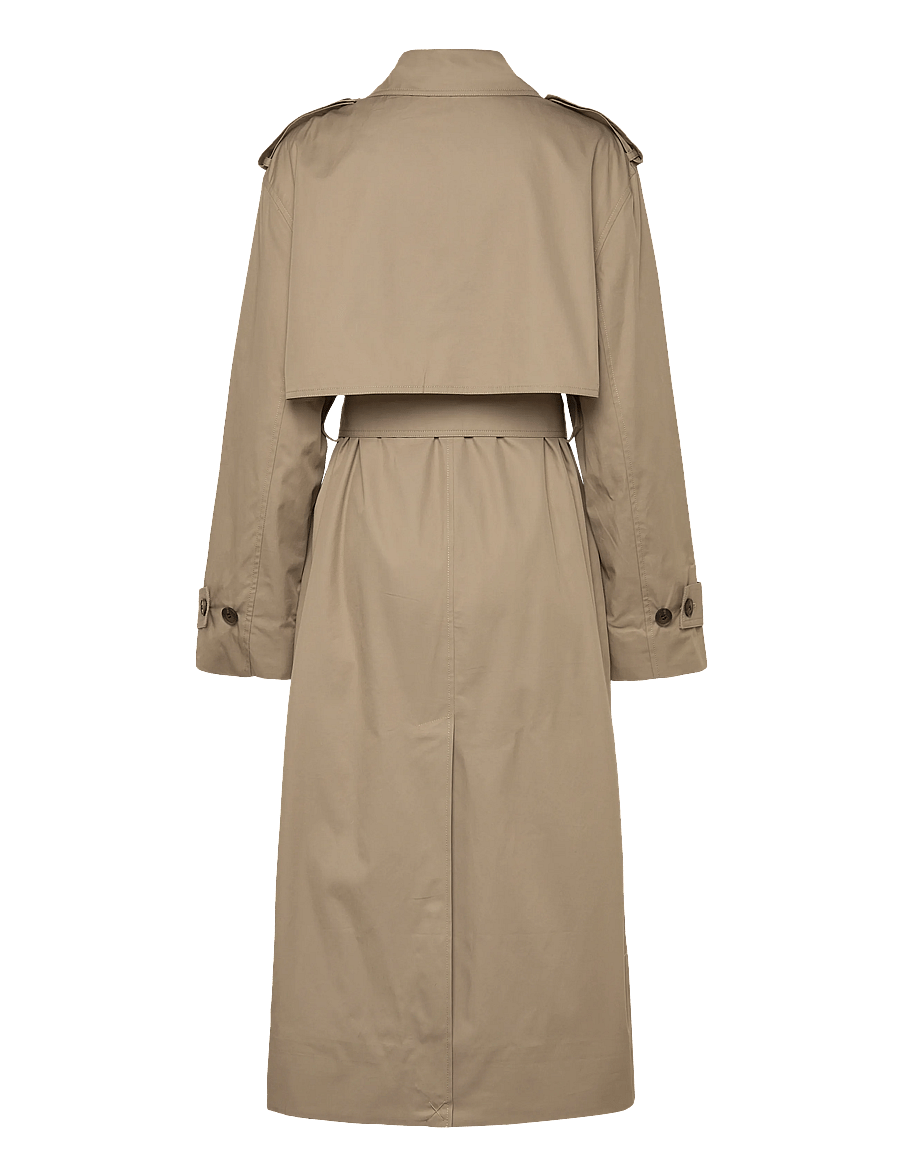 Weekday - Oversized Double-Breasted Canvas Trench Coat - trenchcoats - beige - 1