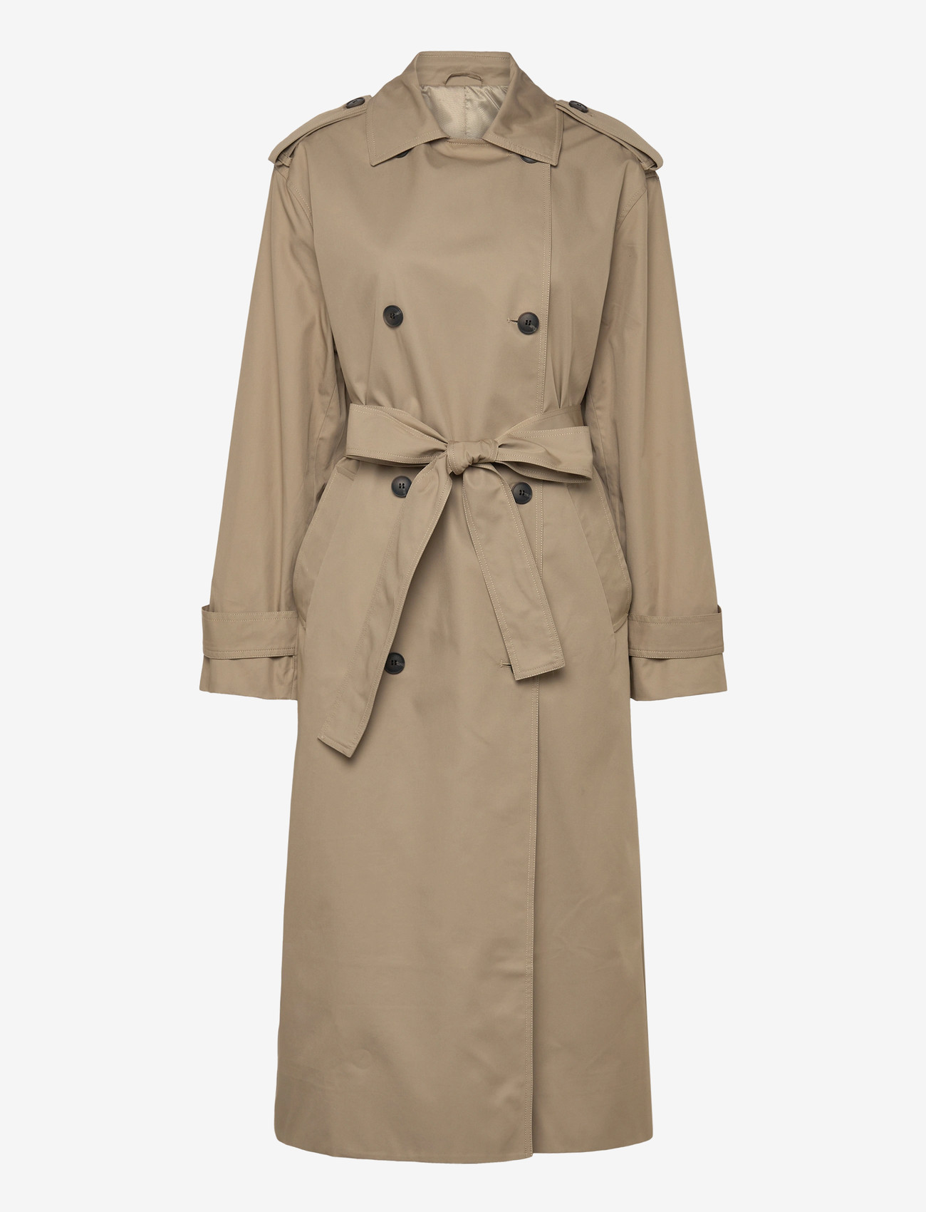 Weekday - Oversized Double-Breasted Canvas Trench Coat - trenchcoats - beige - 2