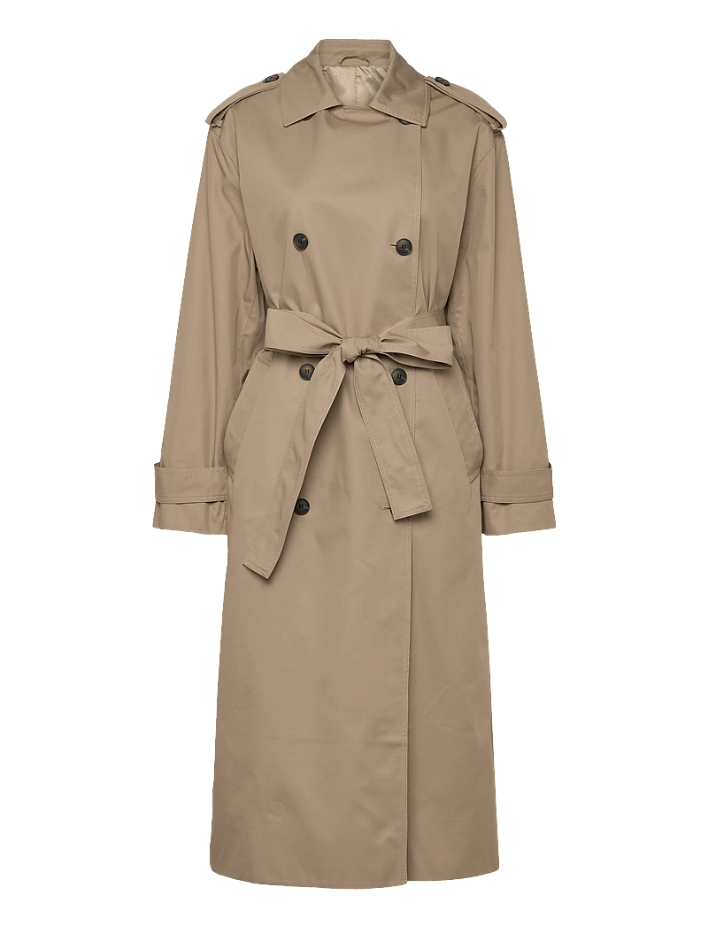 Weekday - Oversized Double-Breasted Canvas Trench Coat - trenchcoats - beige - 2