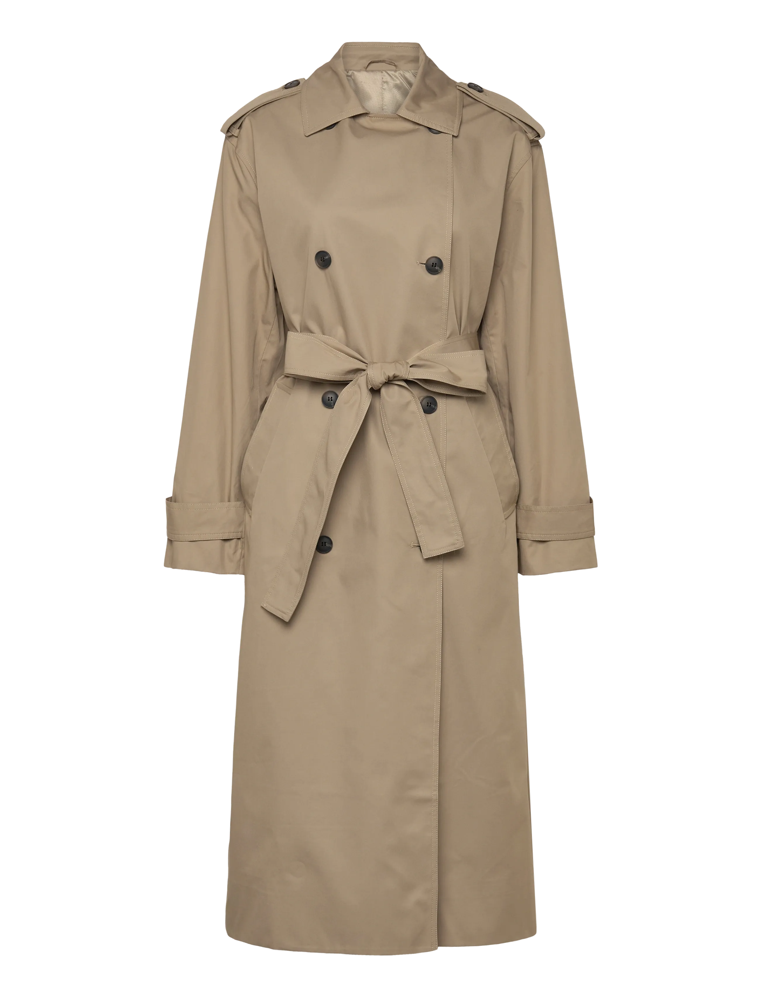 Weekday - Oversized Double-Breasted Canvas Trench Coat - trenchs - beige - 2