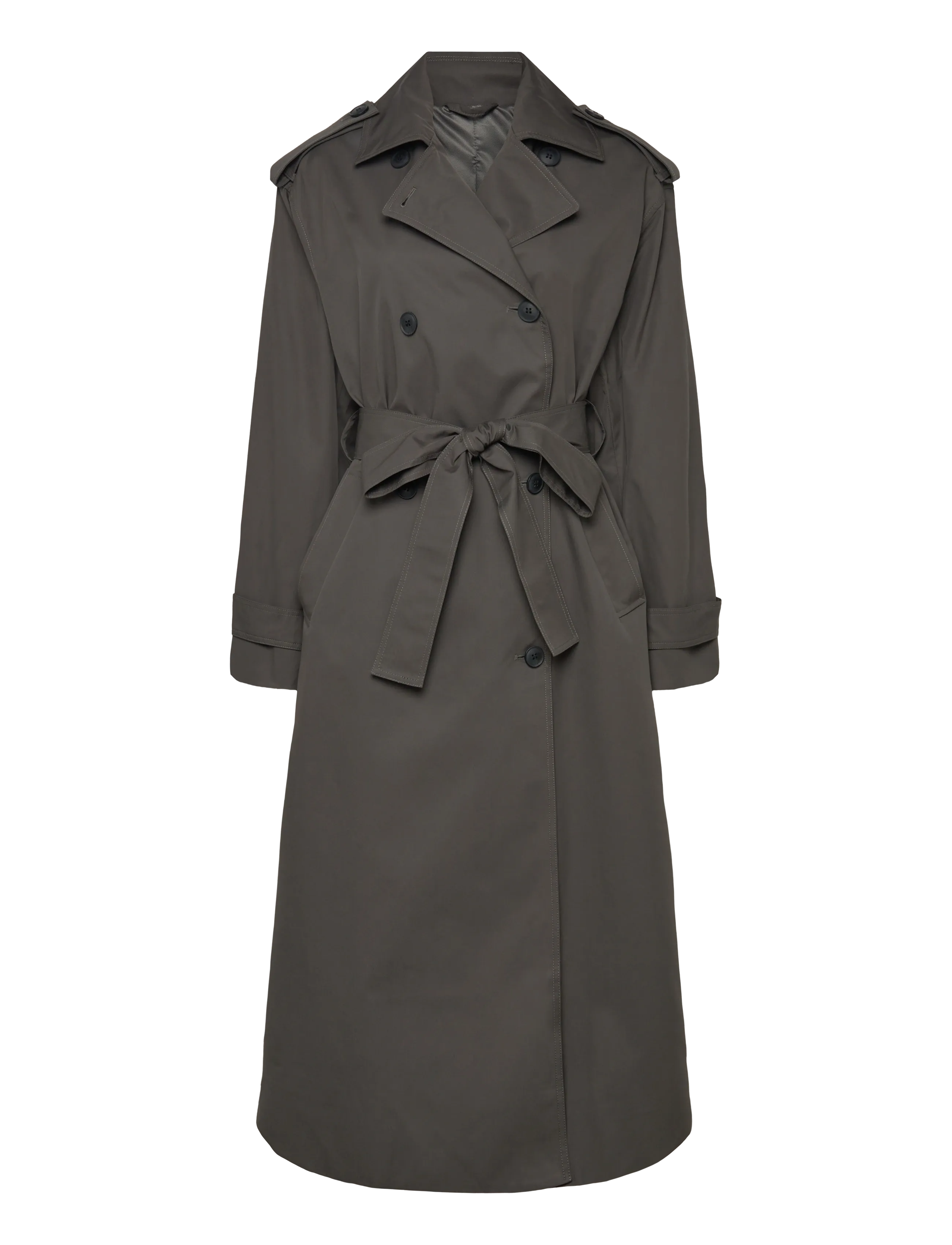 Weekday Oversized Double-Breasted Canvas Trench Coat - Weekday - DARK GREY / khaki/green
