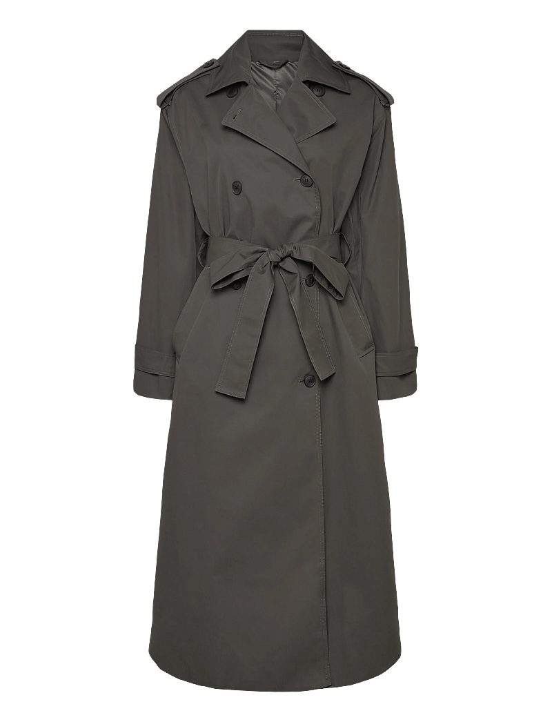 Weekday - Oversized Double-Breasted Canvas Trench Coat - trench coats - dark grey - 0