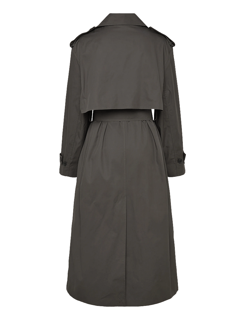 Weekday - Oversized Double-Breasted Canvas Trench Coat - trench coats - dark grey - 1