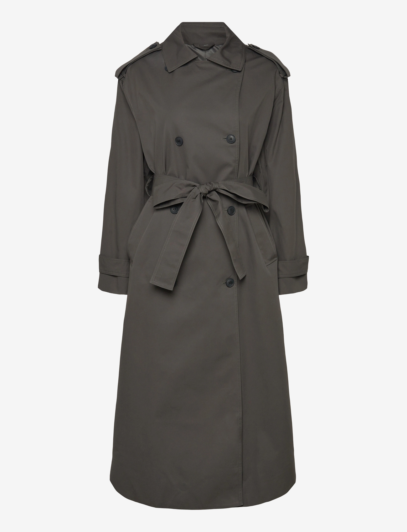 Weekday - Oversized Double-Breasted Canvas Trench Coat - trench coats - dark grey - 2