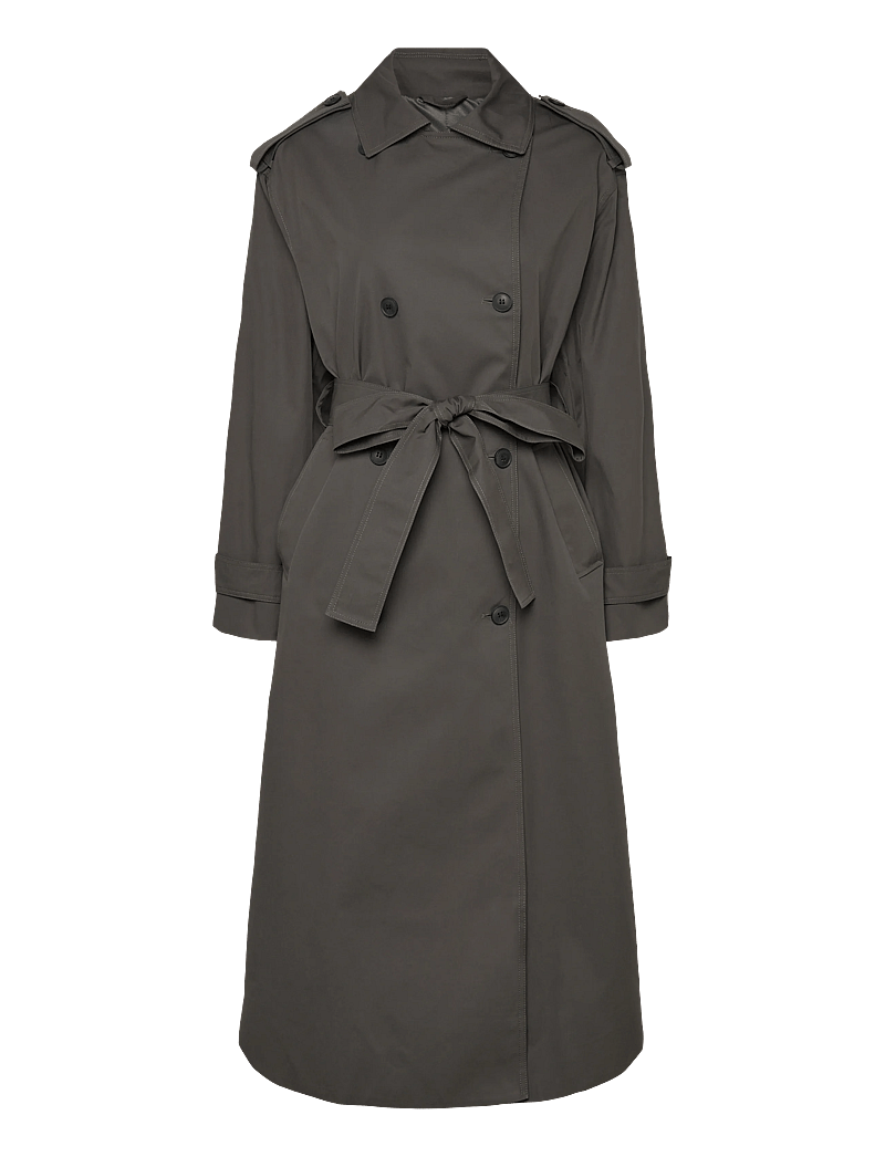 Weekday - Oversized Double-Breasted Canvas Trench Coat - trench coats - dark grey - 2