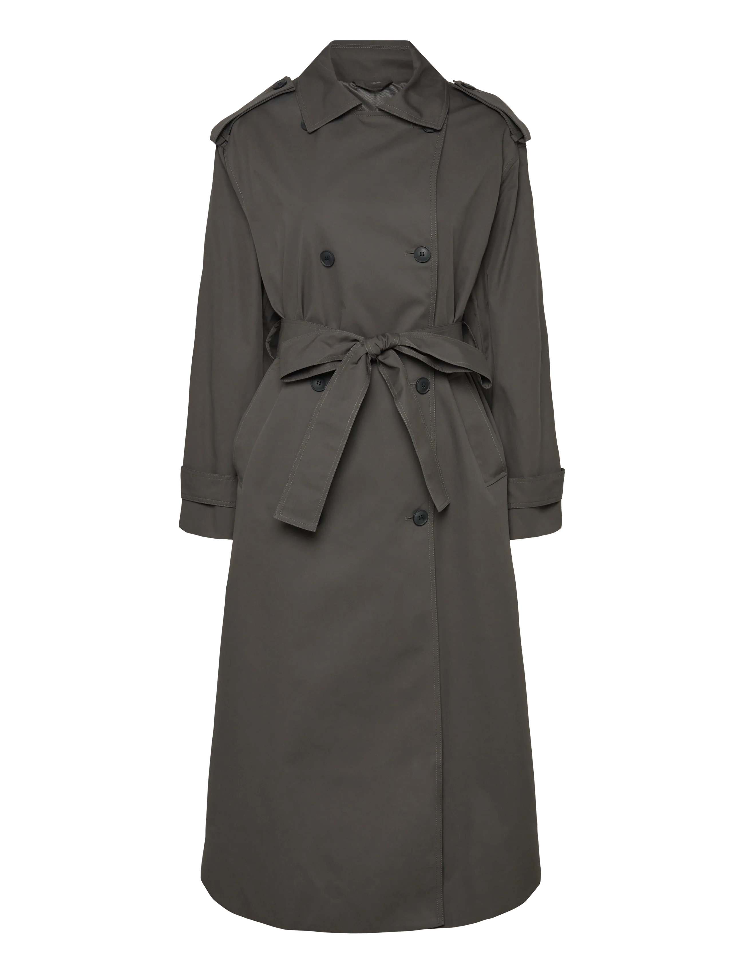 Weekday - Oversized Double-Breasted Canvas Trench Coat - trench coats - dark grey - 2