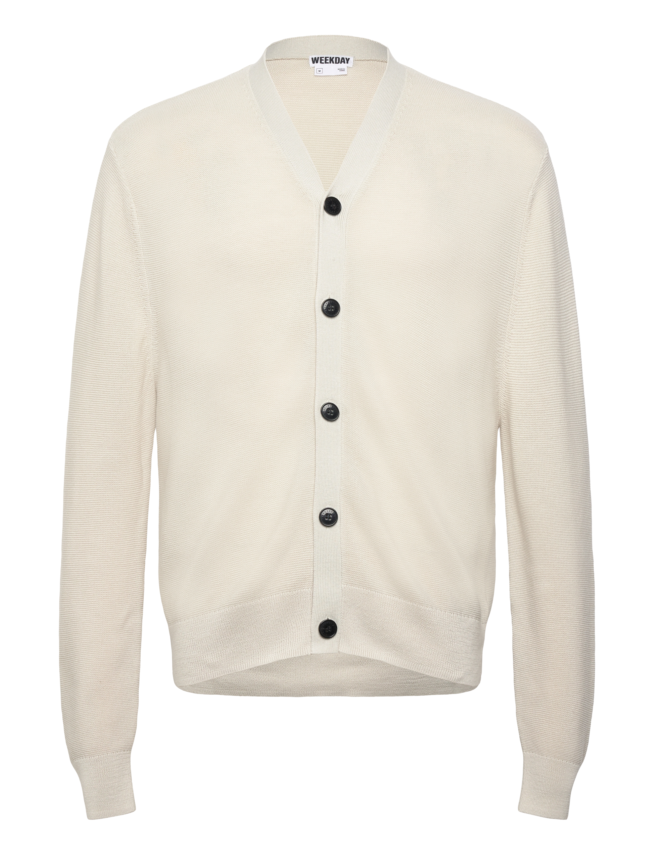 Weekday Regular Fit Button-Up Cardigan, XS, Cream, Strik > Cardigans, Herre