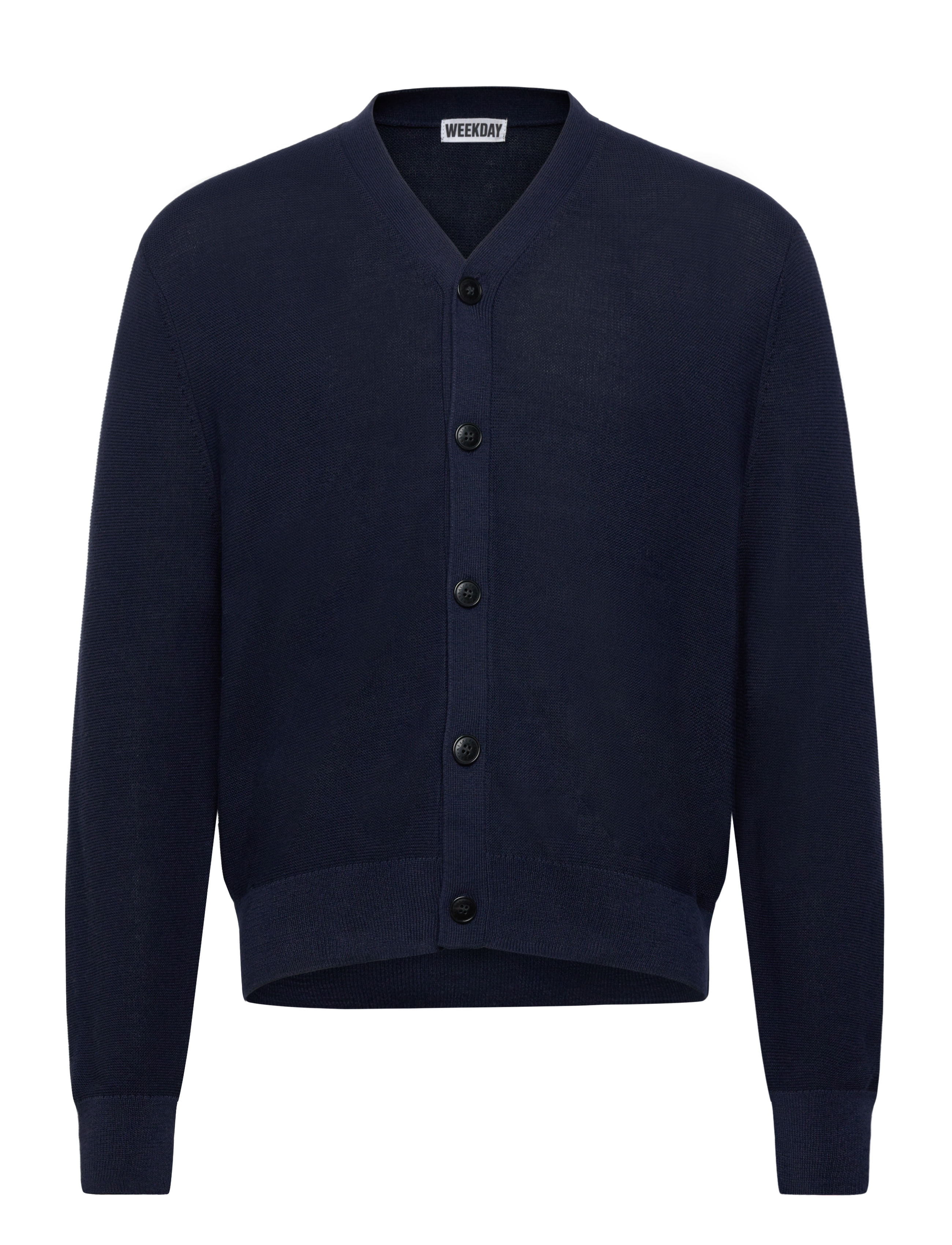 Weekday Regular Fit Button-Up Cardigan, Mænd, Regular Fit V Hals Cardigan Med Knapper, Navy, Str: L