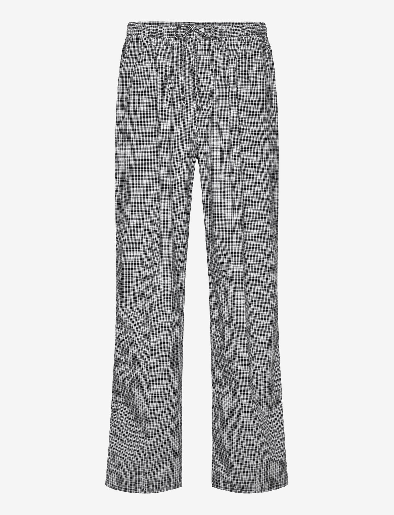 Weekday - Loose Checked Trousers - vabaaja püksid - black - 0