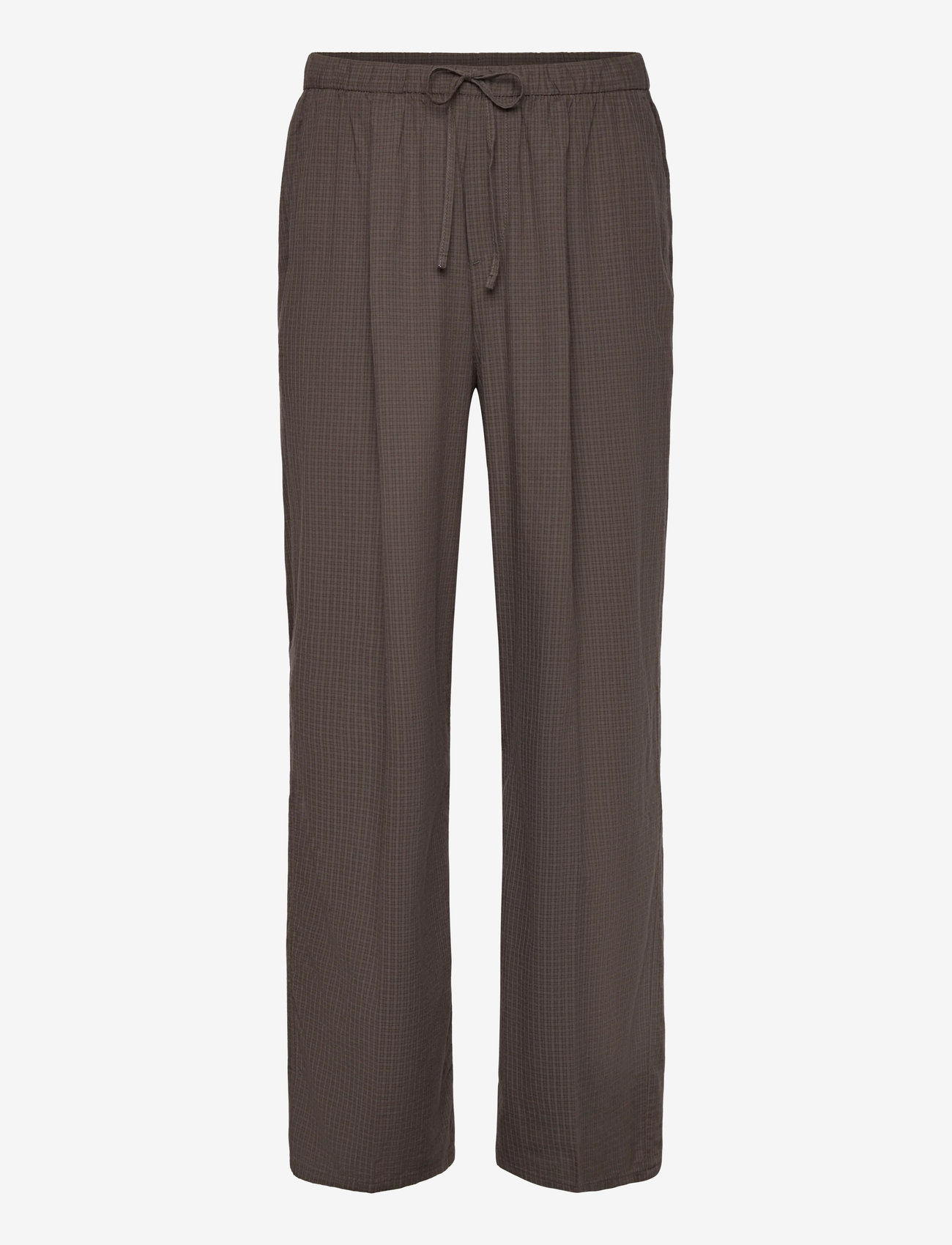 Weekday - Loose Checked Trousers - casual byxor - dark mole - 0