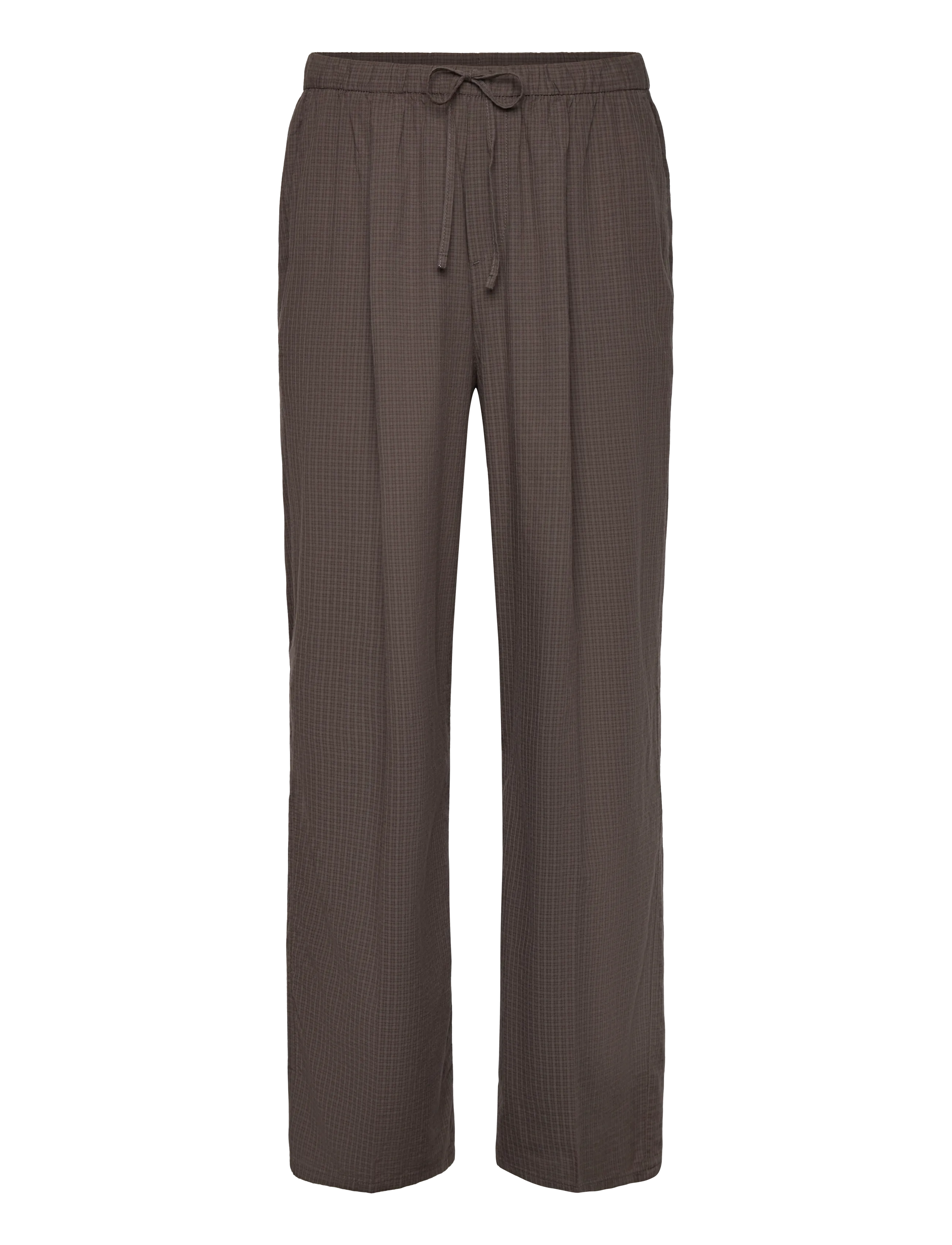 Loose Checked Trousers - DARK MOLE
