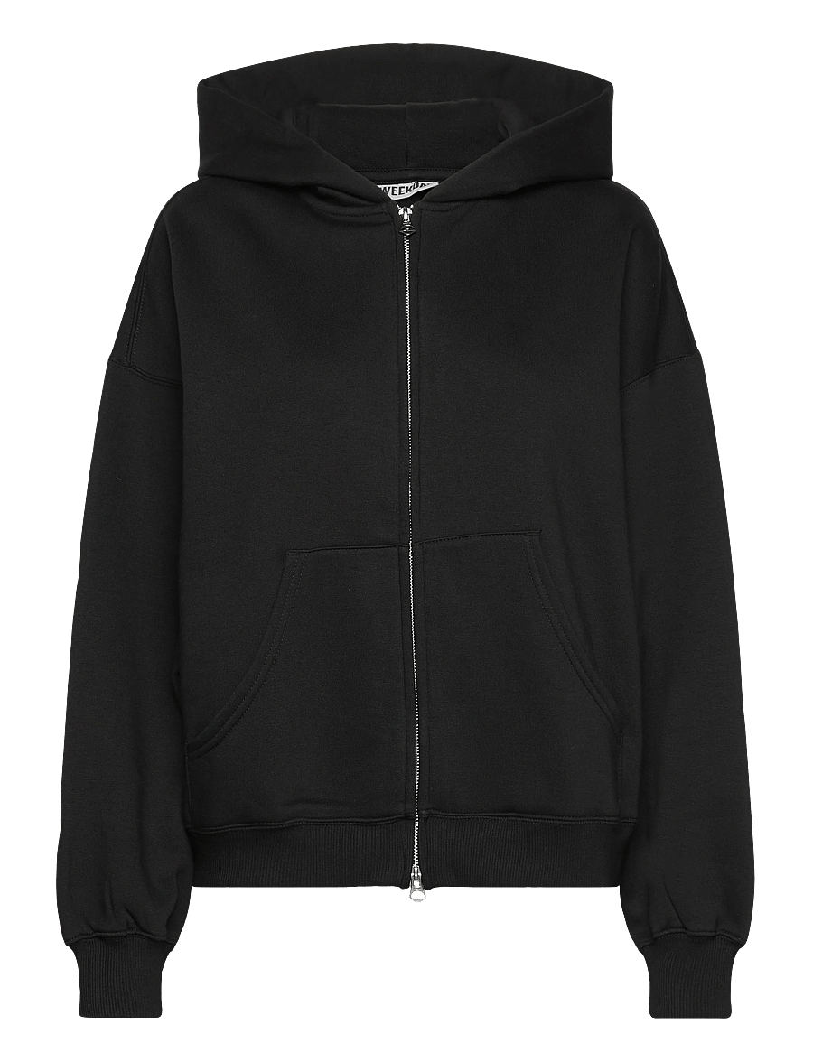 Weekday - Oversized Heavyweight Zip Hoodie - hettupeysur - black - 0