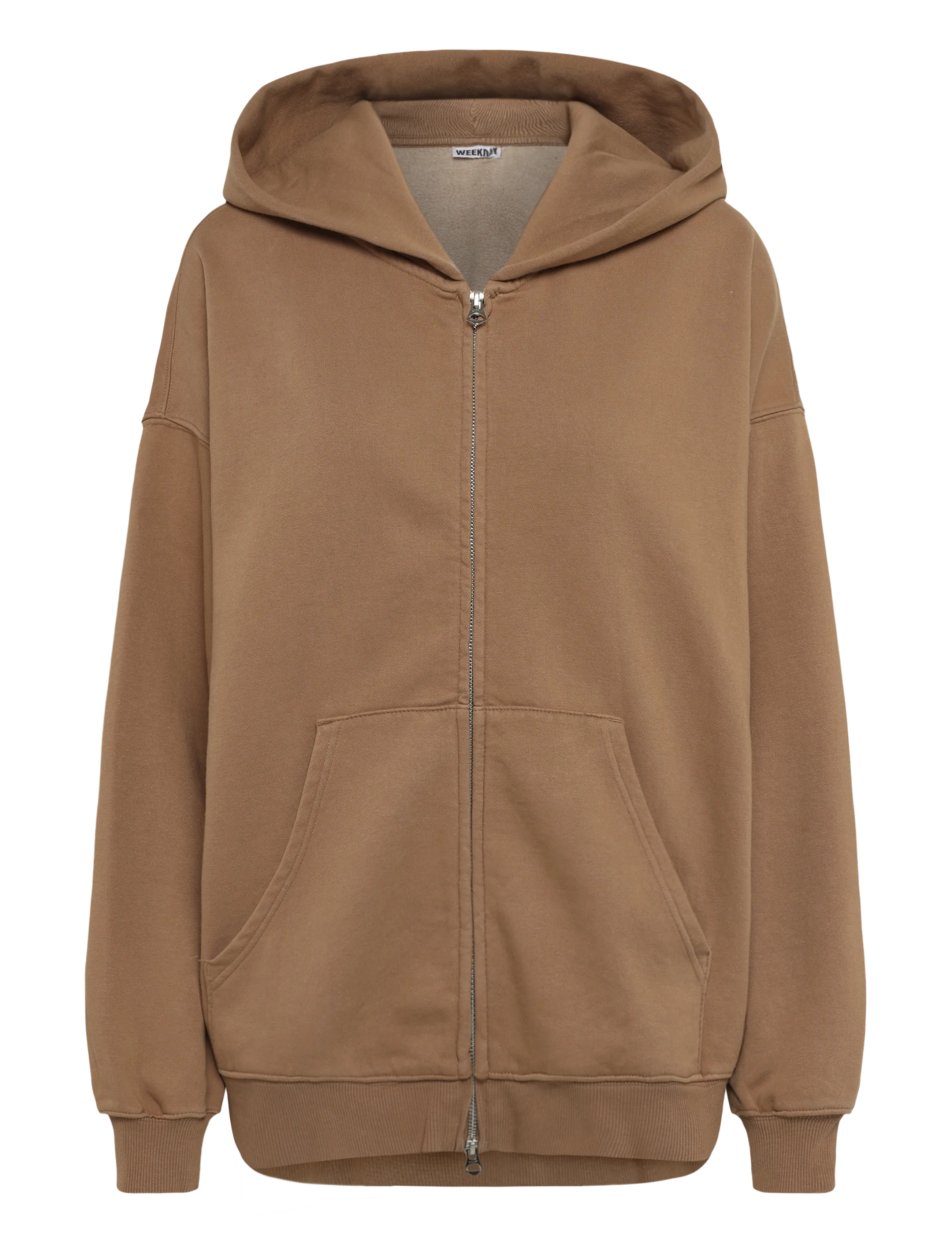Weekday Oversized Heavyweight Zip Hoodie, L, Brown, Sweatshirts & Hættetrøjer > Hættetrøjer, Dame