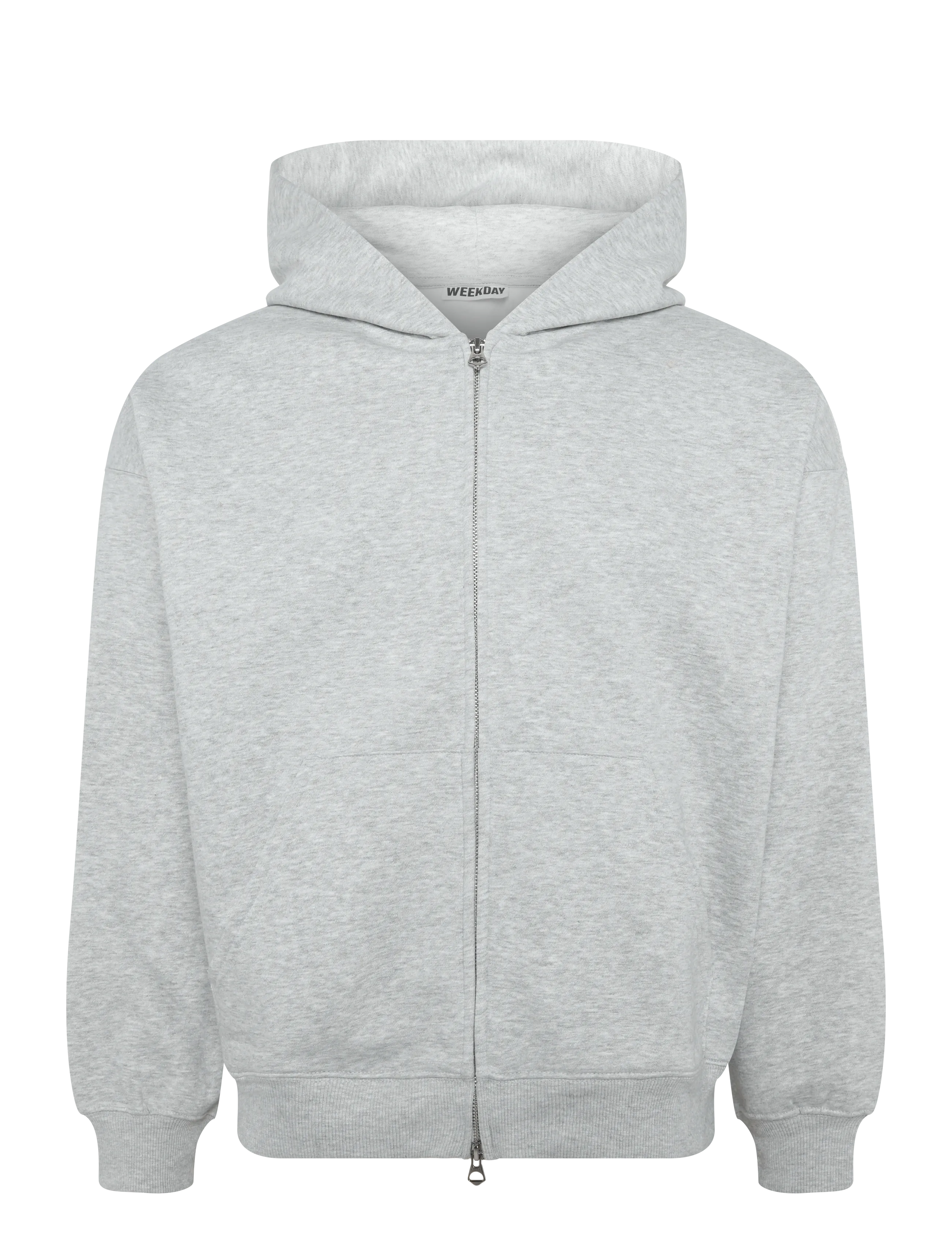 Weekday Oversized Heavyweight Zip Hoodie - New arrivals - GREY MELANGE / grey