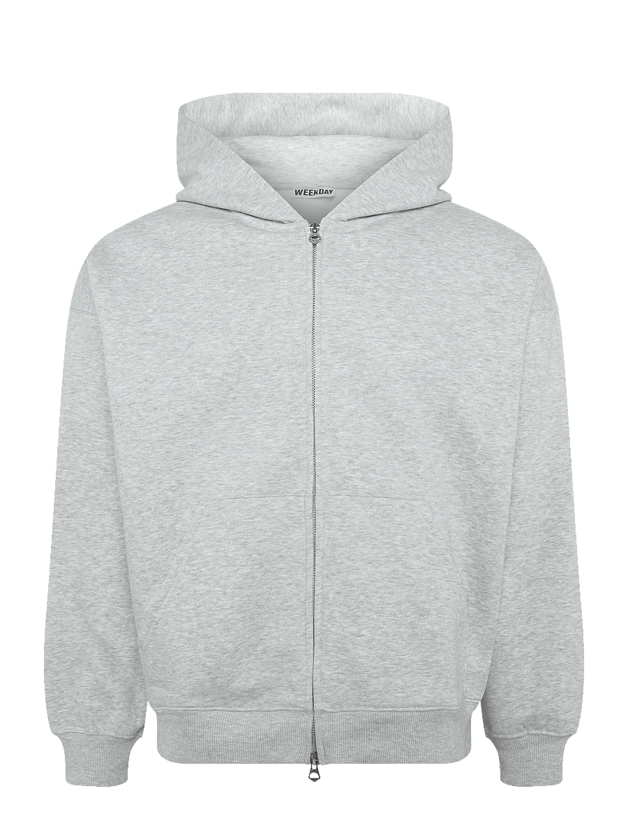 Weekday - Oversized Heavyweight Zip Hoodie - kapuutsiga pusad - grey melange - 0