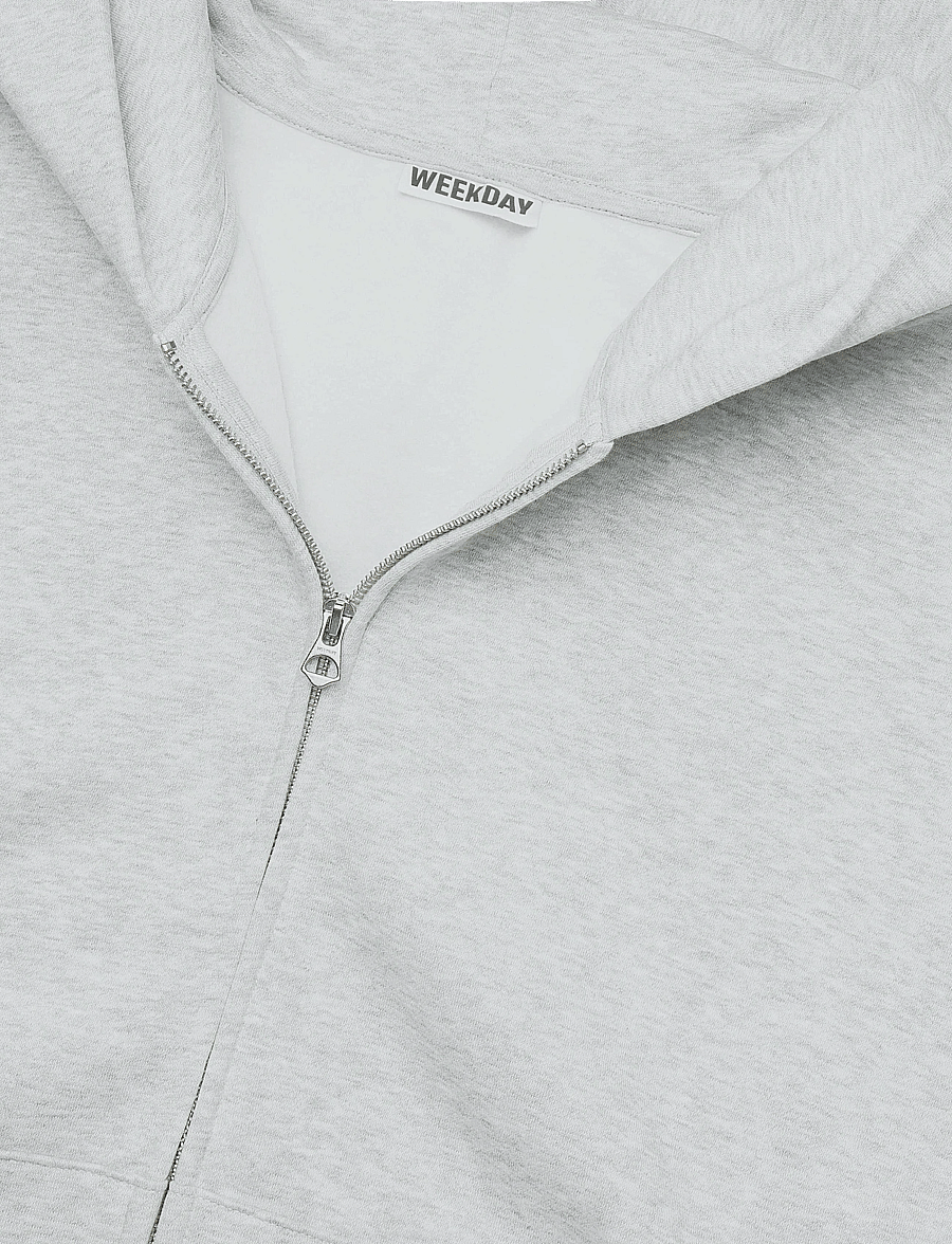 Weekday - Oversized Heavyweight Zip Hoodie - kapuutsiga pusad - grey melange - 2