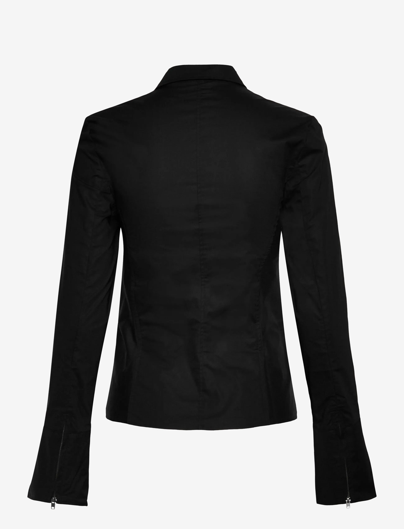 Weekday - Long-Sleeved Fitted Zip Shirt - long-sleeved shirts - black - 1