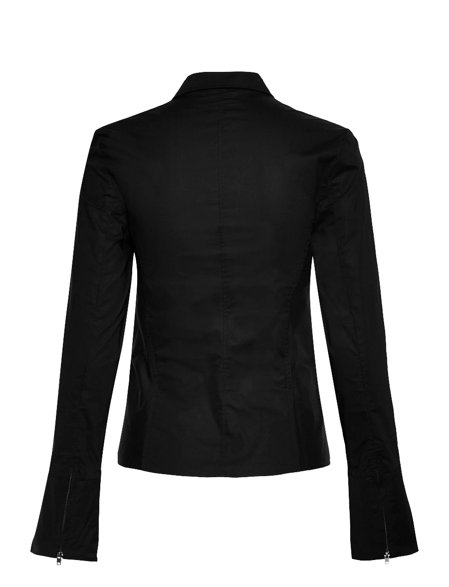 Weekday - Long-Sleeved Fitted Zip Shirt - langärmlige hemden - black - 1