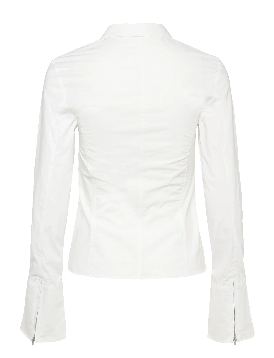 Weekday - Long-Sleeved Fitted Zip Shirt - langärmlige hemden - white - 2
