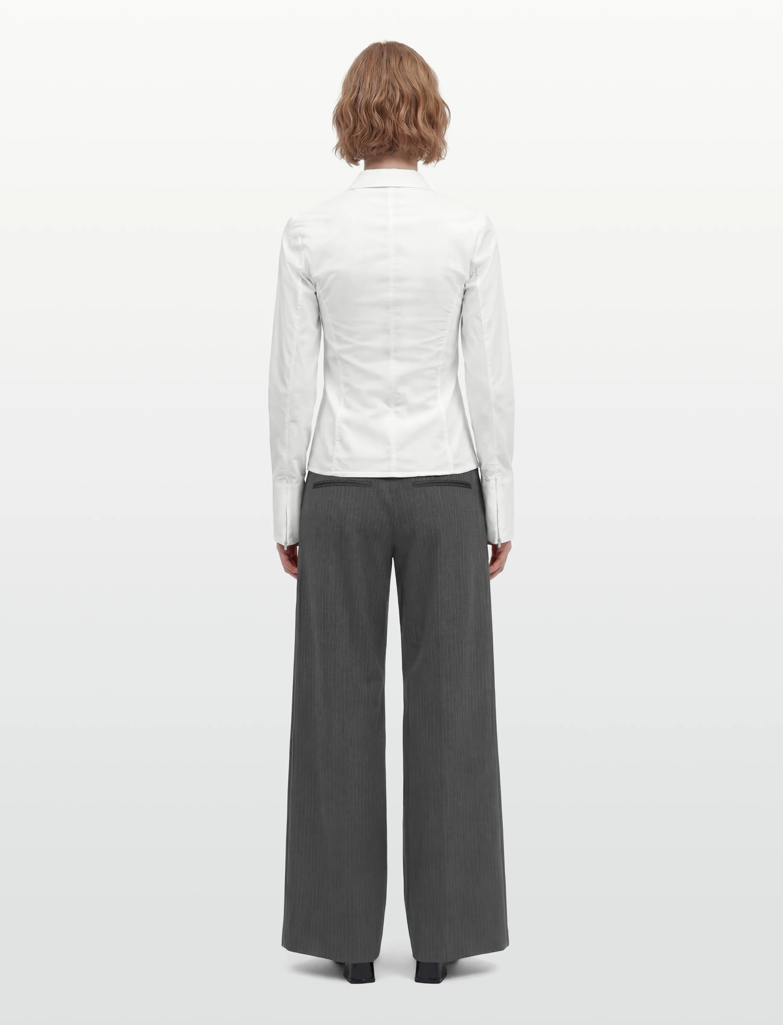 Weekday - Long-Sleeved Fitted Zip Shirt - langärmlige hemden - white - 4