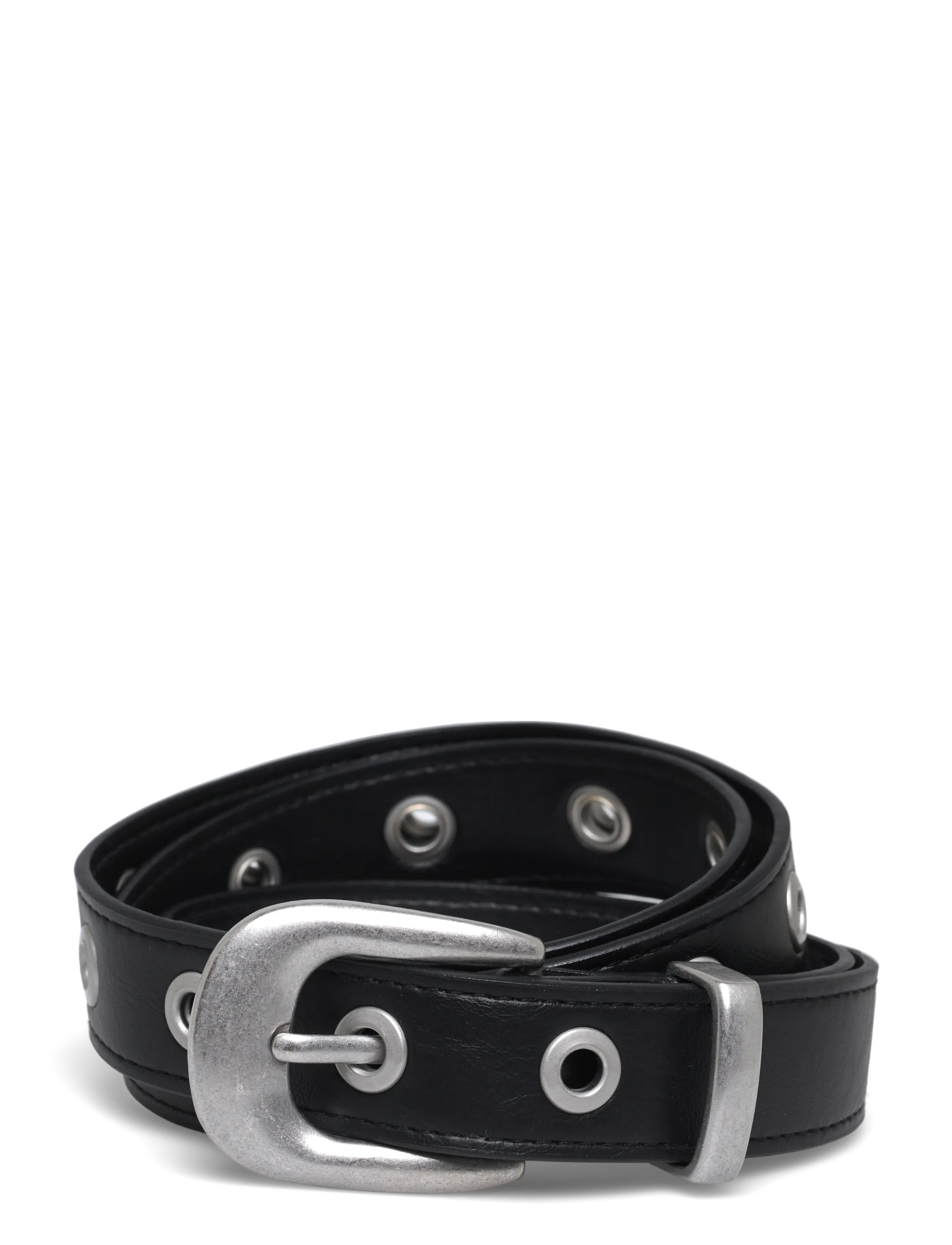 Weekday Metal Eyelet Faux Leather Belt, XS/S, Black, Belts > Casual Belt, Dame