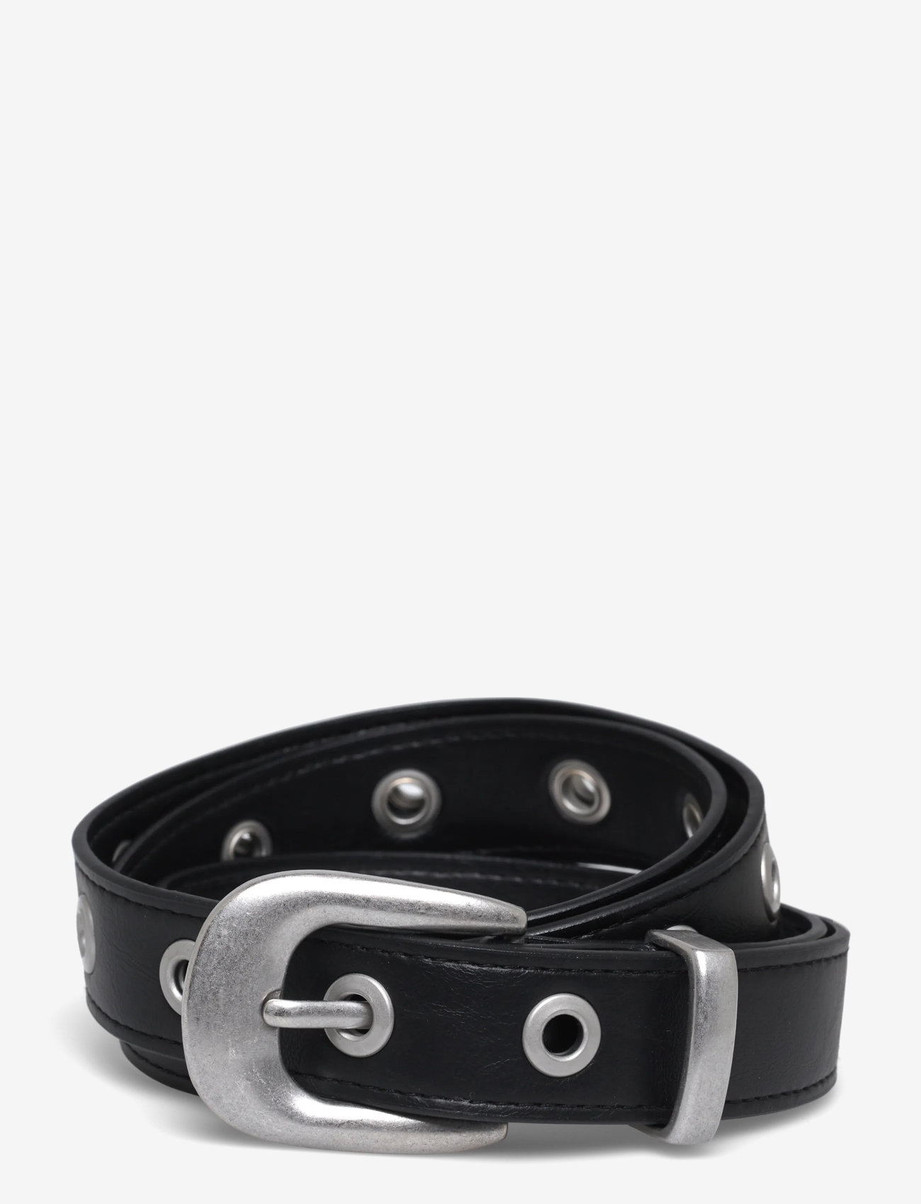 Weekday - Metal Eyelet Faux Leather Belt - casual bælter - black - 0