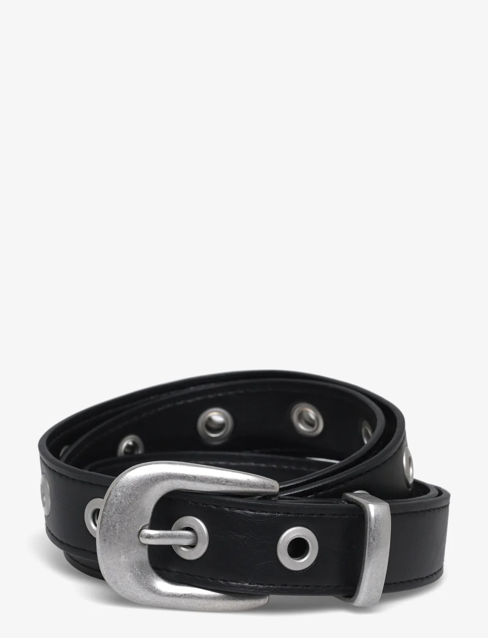 Weekday - Metal Eyelet Faux Leather Belt - casual gürtel - black - 0