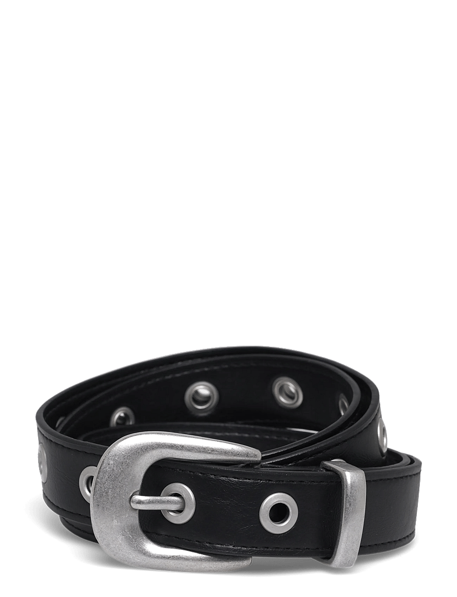 Weekday - Metal Eyelet Faux Leather Belt - Önnur belti - black - 0