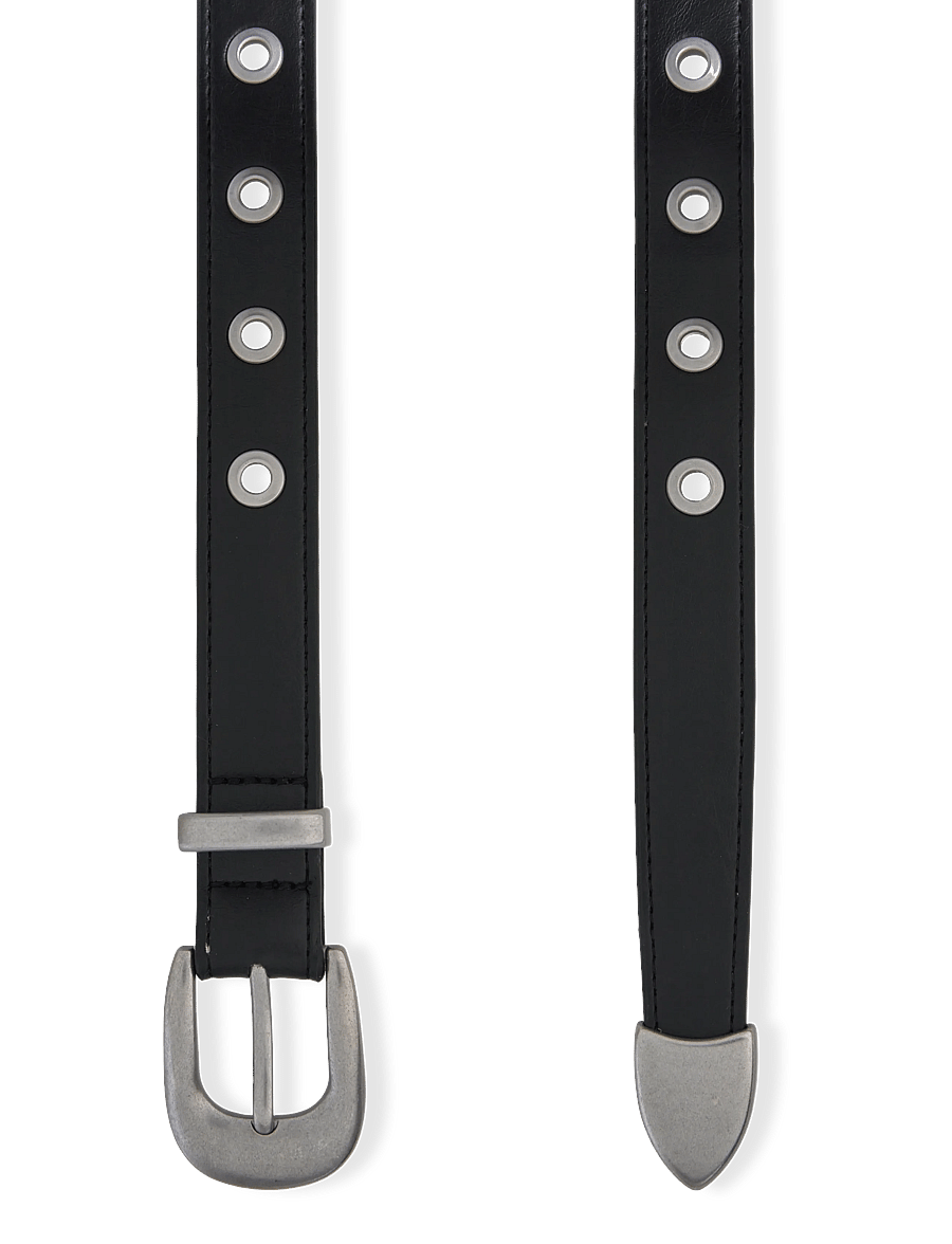 Weekday - Metal Eyelet Faux Leather Belt - Önnur belti - black - 1