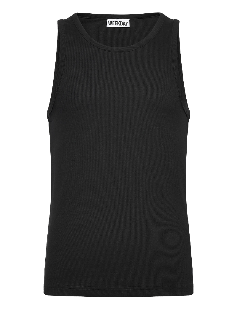 Weekday - Regular Fit Ribbed Tank Top - topit - black - 0