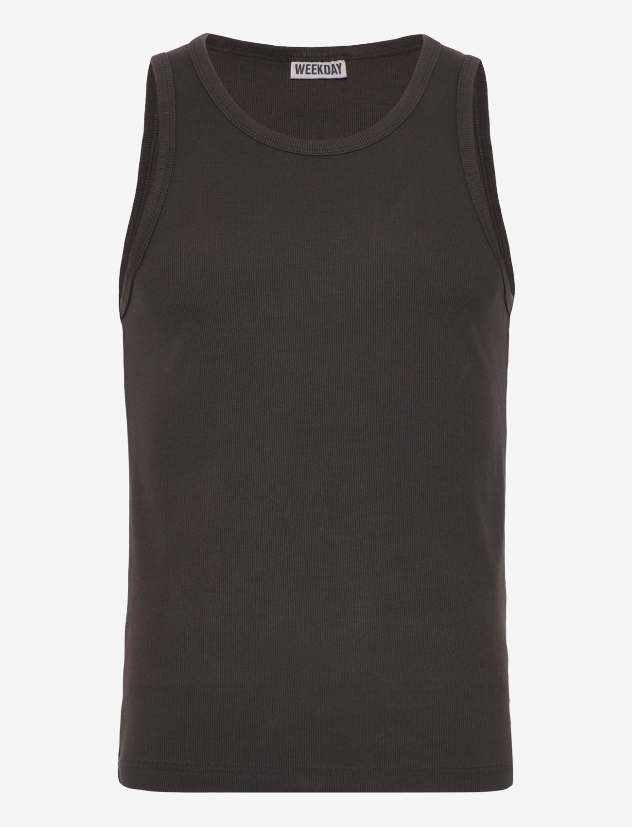 Weekday - Classic Ribbed Tank Top - varrukateta särgid - dark brown - 0