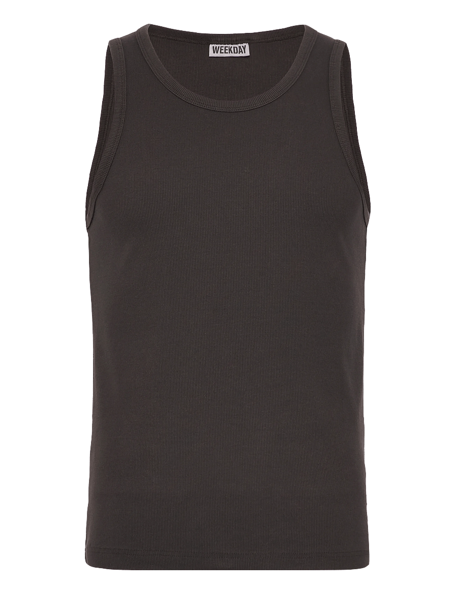 Weekday - Classic Ribbed Tank Top - linnen - dark brown - 0