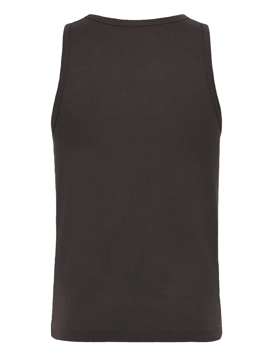 Weekday - Classic Ribbed Tank Top - linnen - dark brown - 1