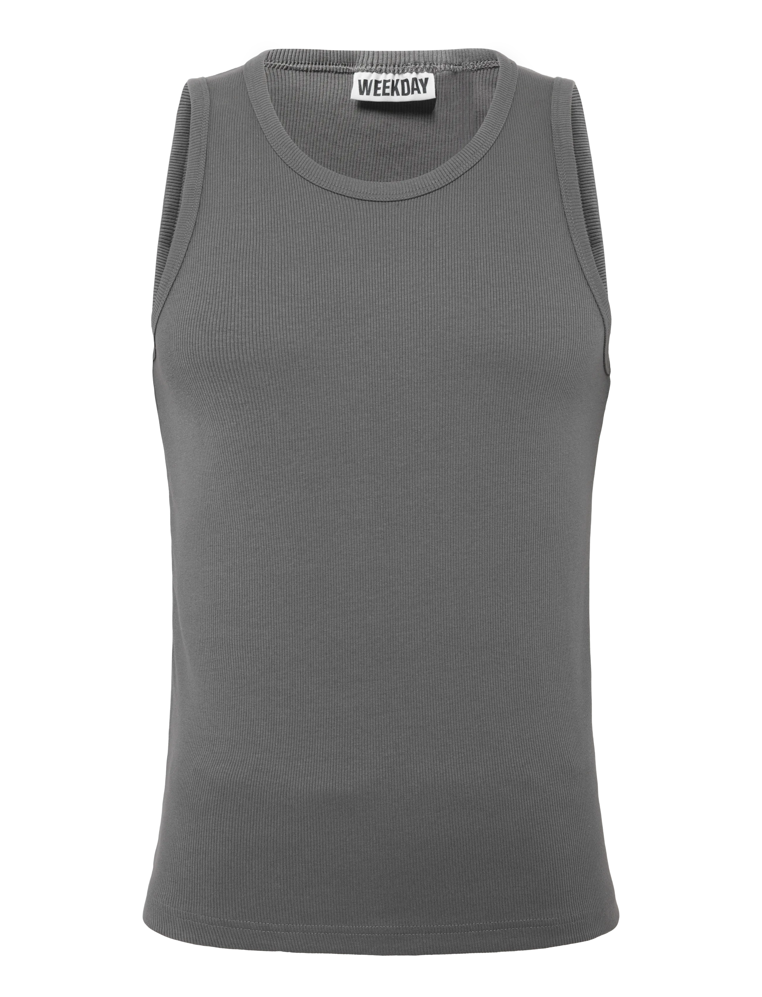 Weekday Classic Ribbed Tank Top, S, T-shirts, Grau - Sleeveless, Männerswear