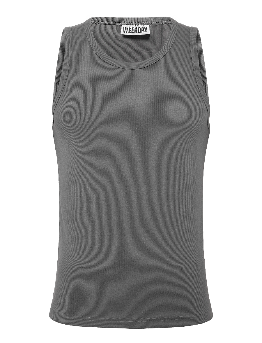 Weekday - Classic Ribbed Tank Top - tank tops - dark grey - 0