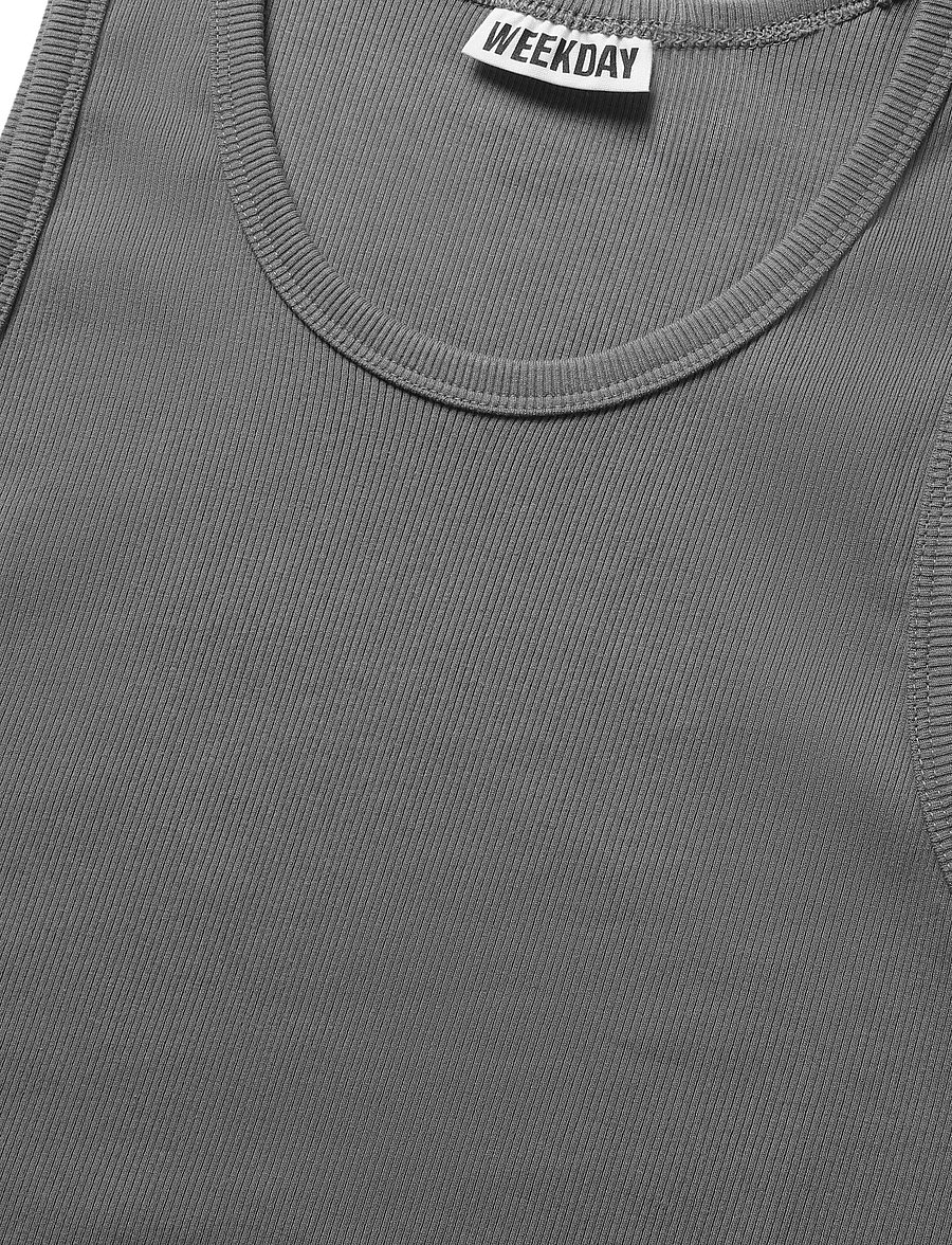Weekday - Classic Ribbed Tank Top - tank tops - dark grey - 2