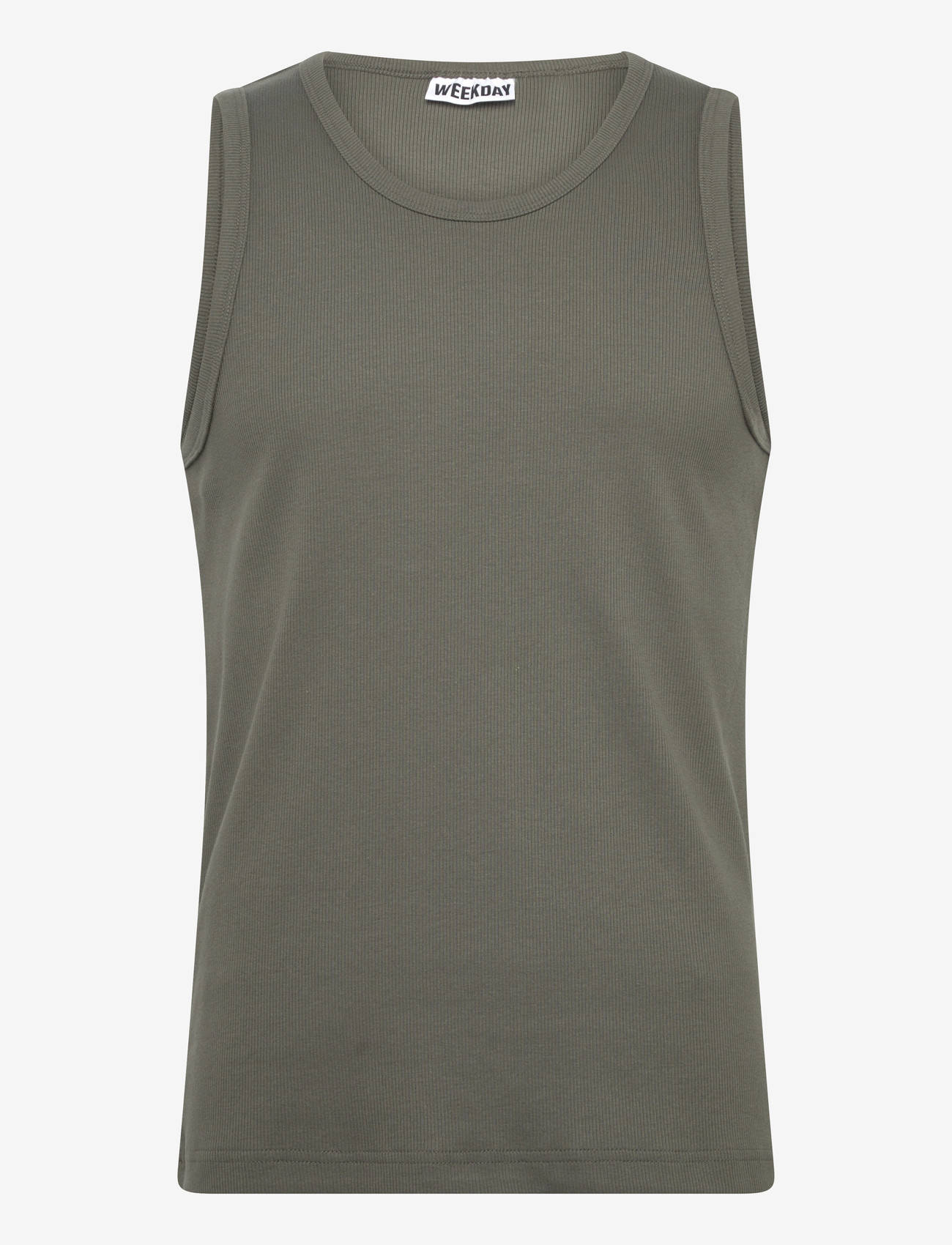 Weekday - Classic Ribbed Tank Top - tank tops - khaki green - 0