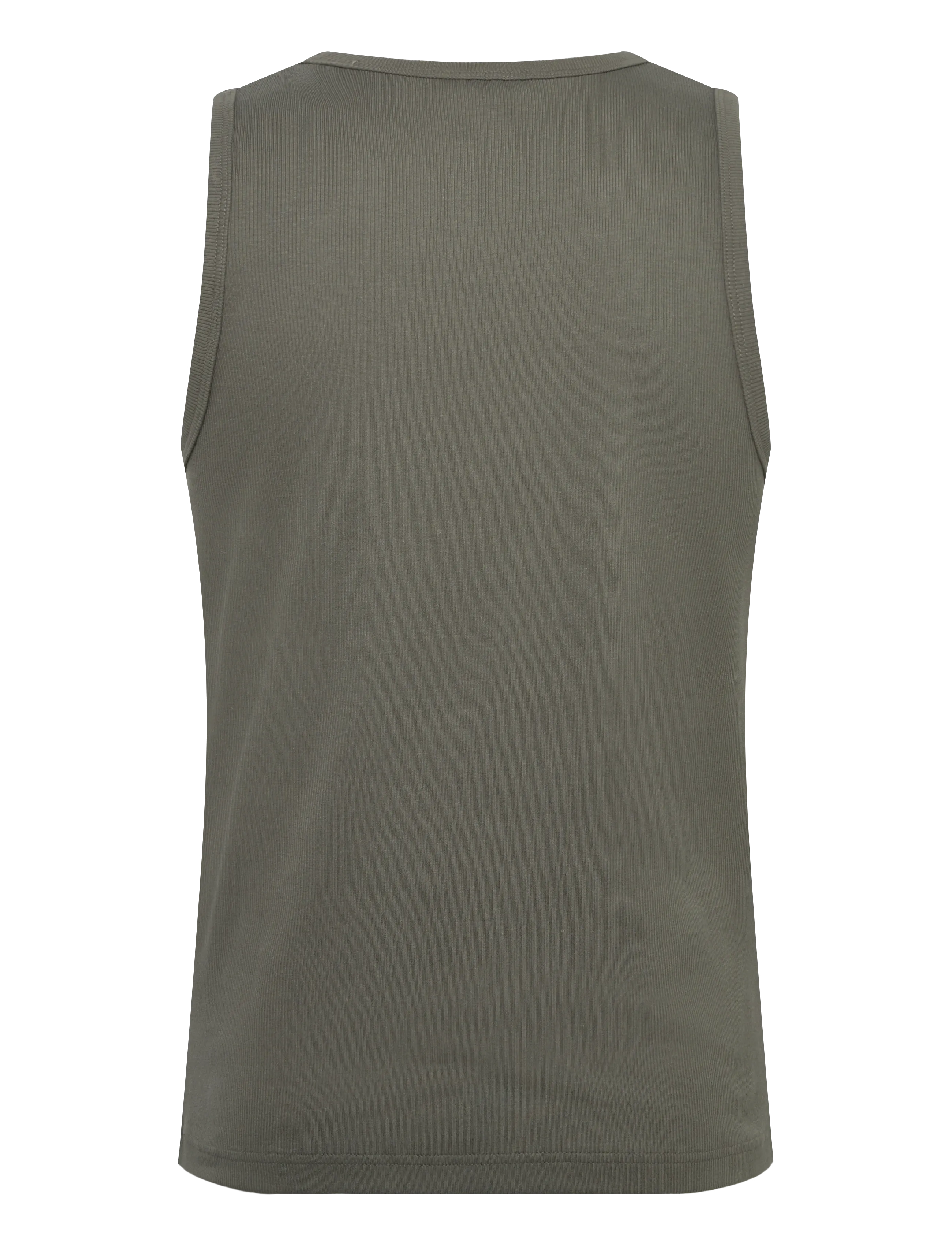 Weekday - Classic Ribbed Tank Top - hlýrabolir - khaki green - 1